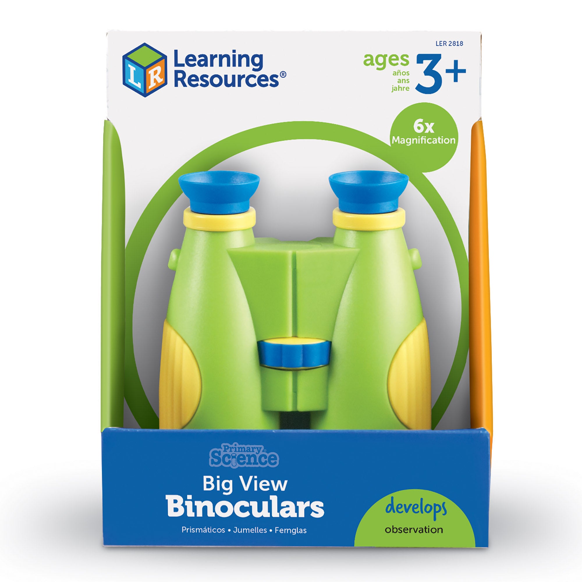 منظار ثنائي الرؤية من Learning Resources Primary Science، تكبير 6 أضعاف، عجلة تركيز سهلة الدوران، تصميم بلاستيكي متين مع حبل قابل للفصل، مثالي للاستكشاف في الهواء الطلق، للأعمار من 3 سنوات فما فوق