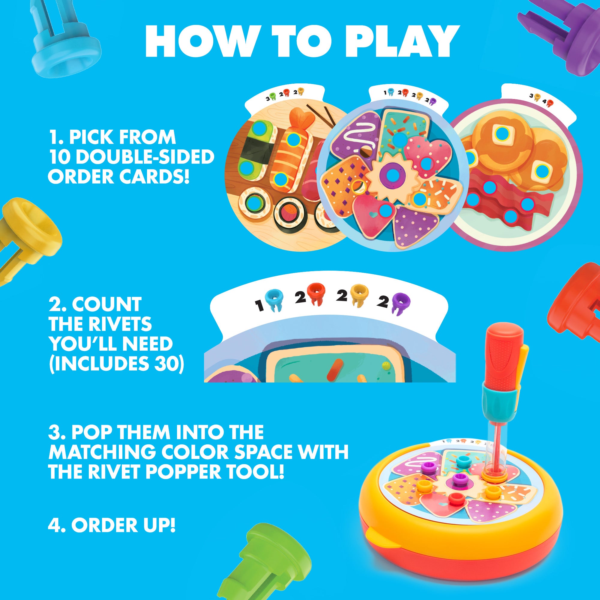 موارد التعلم تصميم وتدريب مقهى الإبداع، لعبة STEM الحركية الدقيقة مع قاذف المسامير وبطاقات الأنشطة، مجموعة لعب محمولة للأعمار من 3 سنوات فما فوق