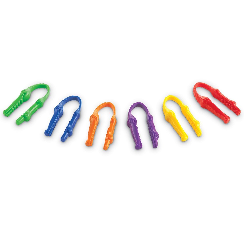 Learning Resources Gator Grabber Tweezers, Set of 12, Fine Motor Skills Tool for Toddlers, Supports Early Science Exploration, Includes Storage Bucket, Ages 2+