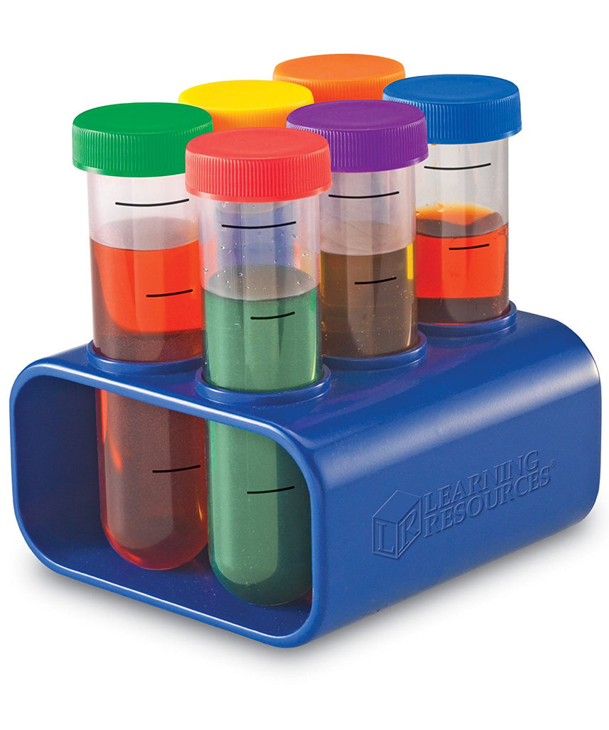 مصادر التعلم - أنابيب اختبار جامبو للعلوم الأساسية مع حامل، مثالية للتجارب العلمية المبكرة، مجموعة من 6 قطع مع علامات معايرة، للأعمار من 3 سنوات فما فوق