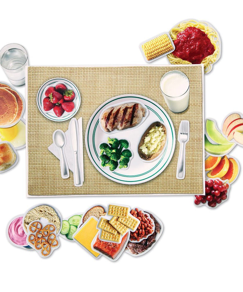 Learning Resources Magnetic Healthy Foods Set, 34 Realistic Food Magnets for Kids, Learn About 5 Food Groups with Write & Wipe Placemat, Educational Nutrition Toy for Ages 3+