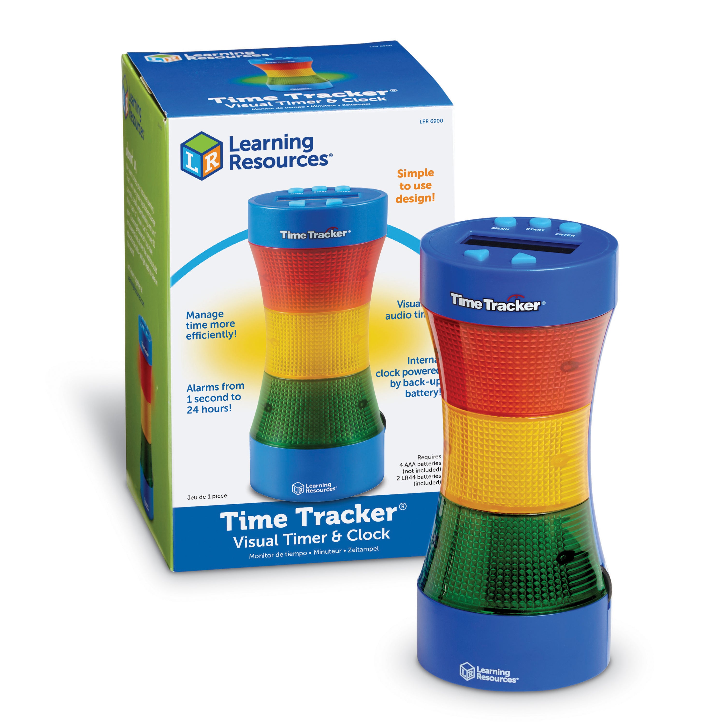 مؤقت الفصل الدراسي من Learning Resources Time Tracker 2.0، مؤقت مرئي وسمعي للأطفال مع شاشة ملونة (للأعمار من 4 سنوات فما فوق)
