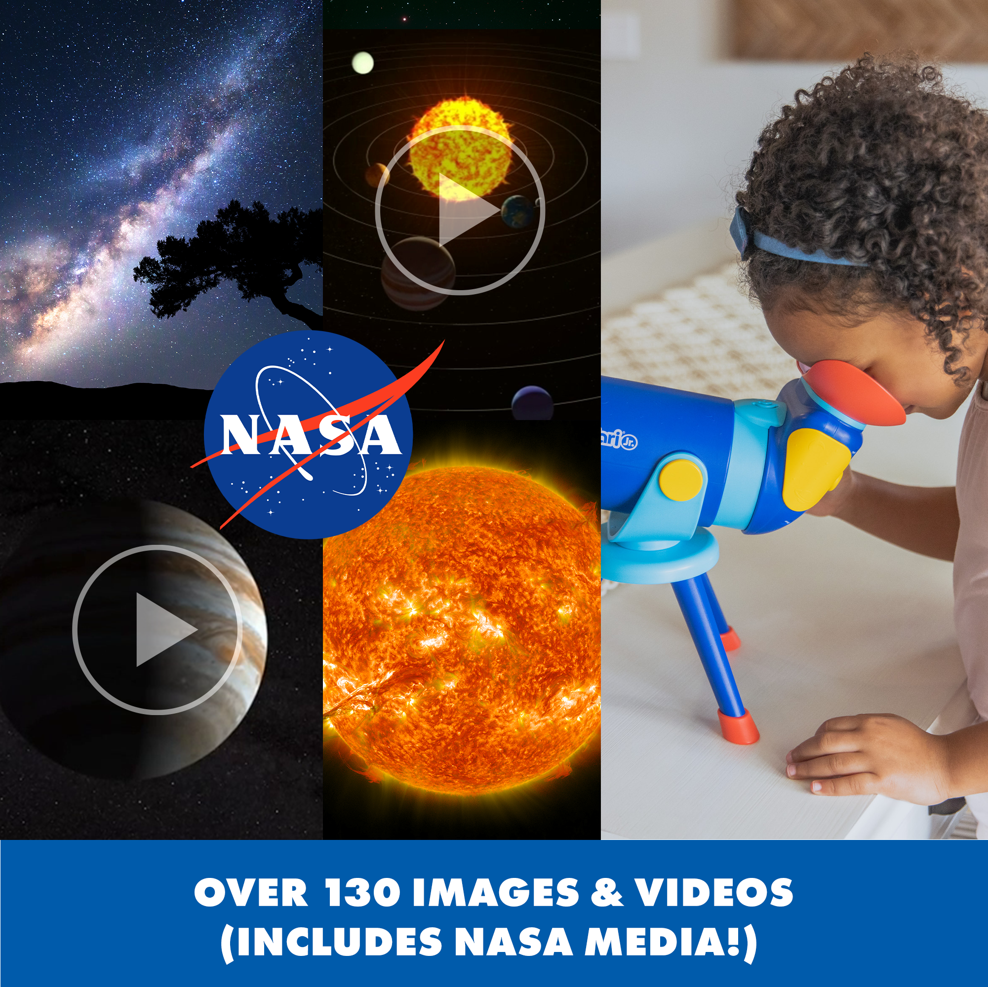 موارد التعلم GeoSafari Jr. مستكشف الفضاء الناطق، تلسكوب لعبة للأطفال في مرحلة ما قبل المدرسة مع 120 صورة و13 مقطع فيديو وحقائق فضائية ممتعة، مثالي للأطفال من سن 4 سنوات فما فوق
