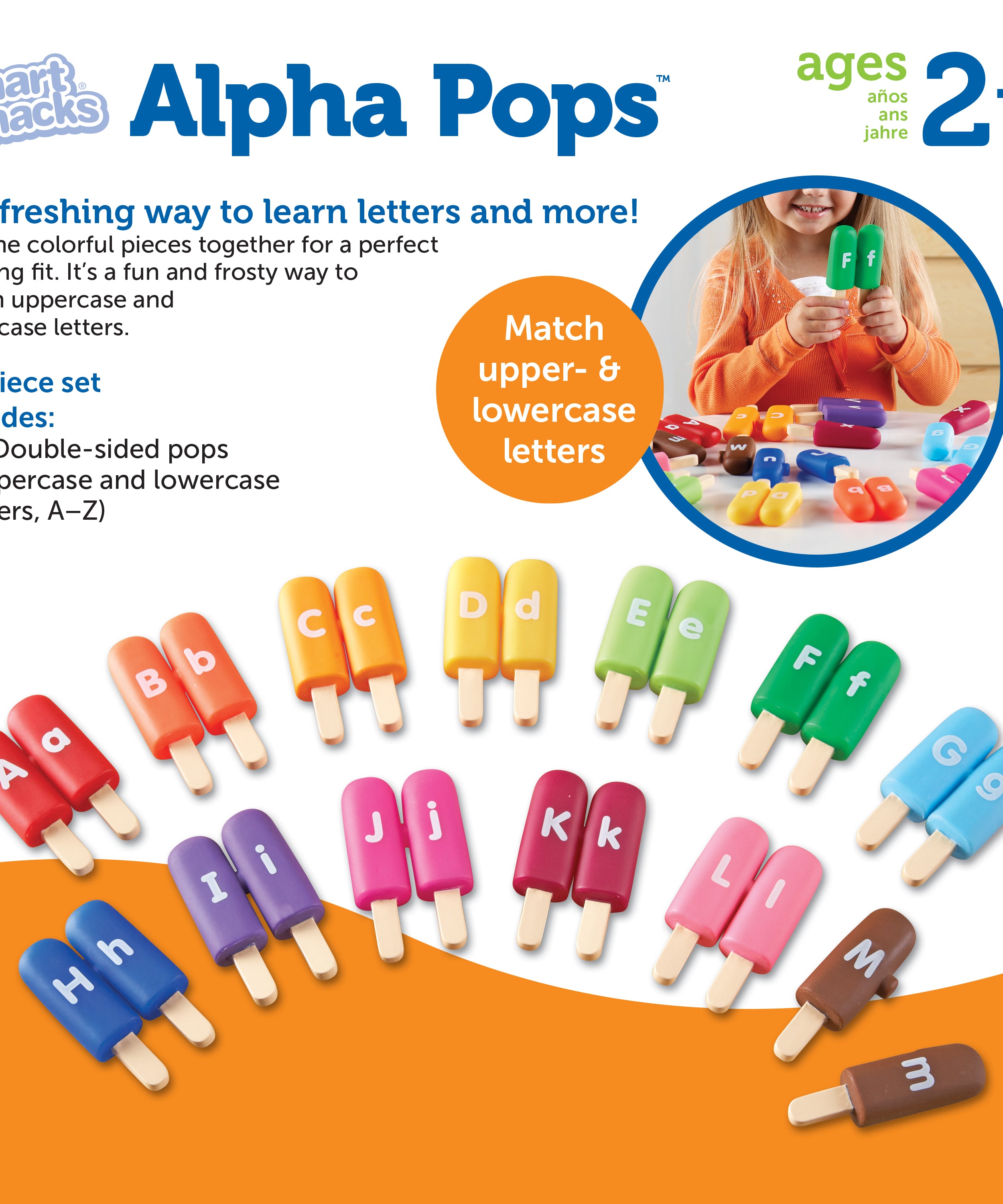ألعاب Alpha Pops الذكية من Learning Resources، لتنمية المهارات الحركية الدقيقة والتعرف على الحروف، للأعمار من سنتين فما فوق
