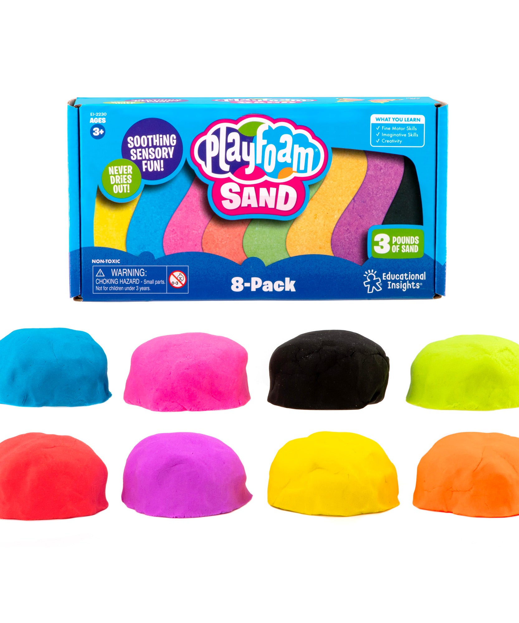 Learning Resources Playfoam Sand 8-Pack Sensory Play Sand for Fine Motor Skills and Calming Activity Never Dries Out Includes 8 Colors