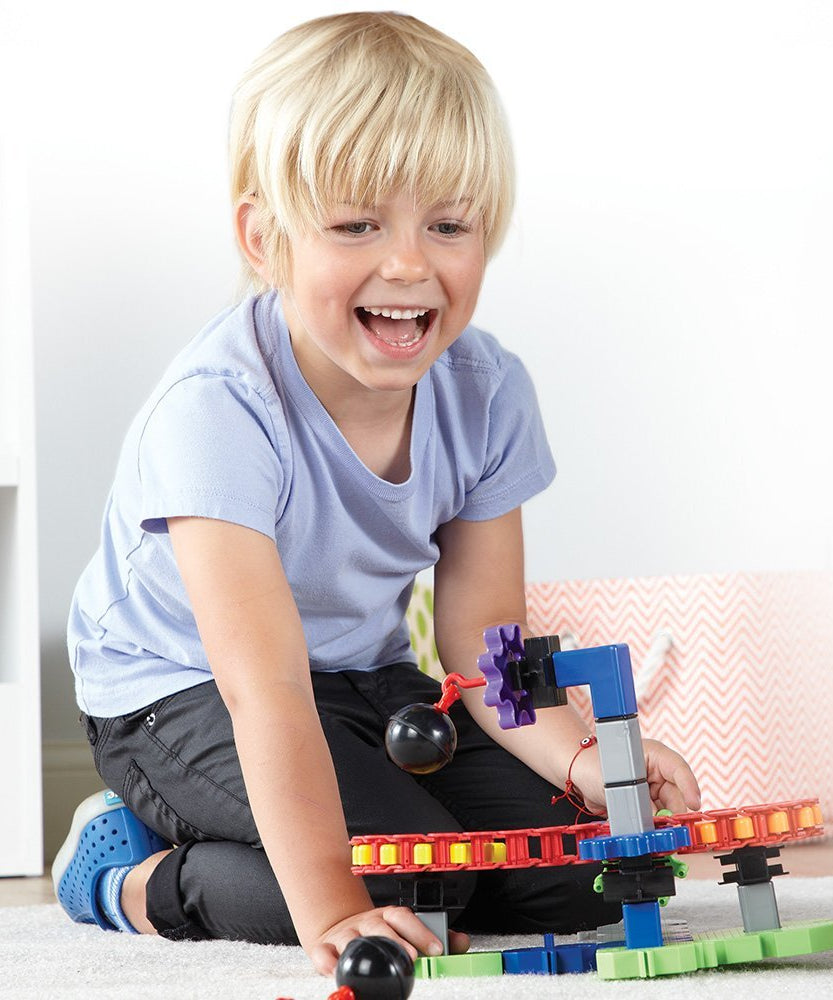 موارد التعلم: تروس! تروس! تروس! آلات متحركة، مجموعة بناء هندسية STEM مع تروس وبكرات وسلاسل، للأعمار من 5 سنوات فما فوق