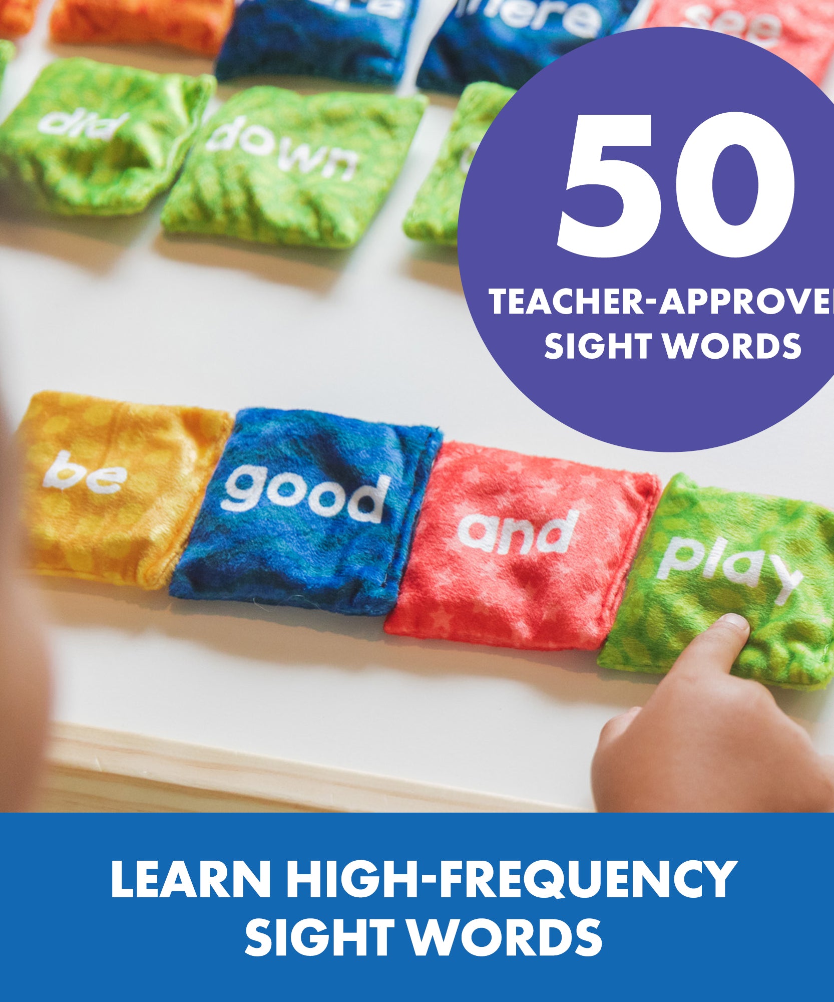 موارد التعلم - أكياس الفاصولياء - لعبة فونيكس نشطة للأطفال، 25 كيس فاصولياء مزدوج الوجهين مع 50 كلمة بصرية، لعبة تعليمية عن طريق اللمس للمفردات وطلاقة القراءة والمهارات الحركية، للأعمار من 3 سنوات فما فوق