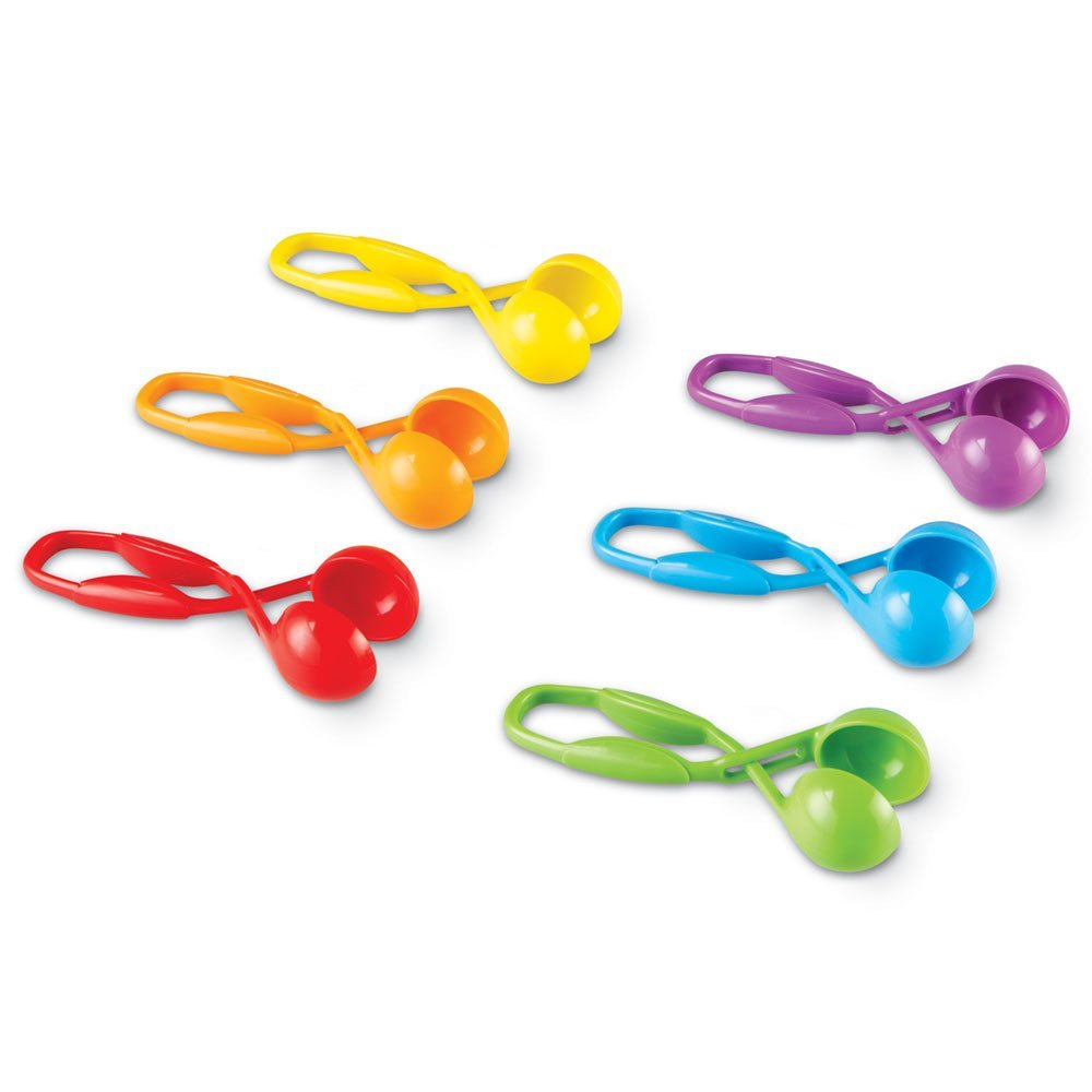 ملاقط ضغط من Learning Resources، مجموعة من 6 قطع، أداة تنمية المهارات الحركية الدقيقة للأطفال، تقوي عضلات اليد، مثالية للعب الحسي، تتضمن دلو تخزين، للأعمار من 3 سنوات فما فوق