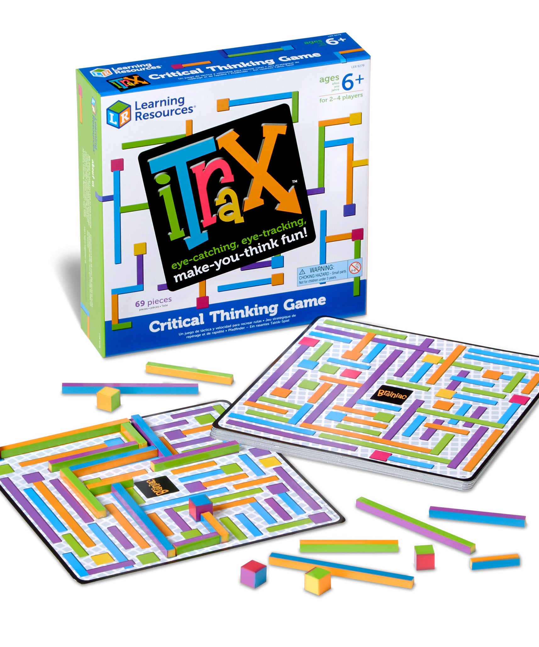 لعبة iTrax للتفكير النقدي من Learning Resources، وهي لعبة استراتيجية سريعة الوتيرة وحل المشكلات للأطفال، تتضمن 3 مستويات لعب، و44 قطعة، و25 بطاقة تحدي، للأعمار من 6 سنوات فما فوق