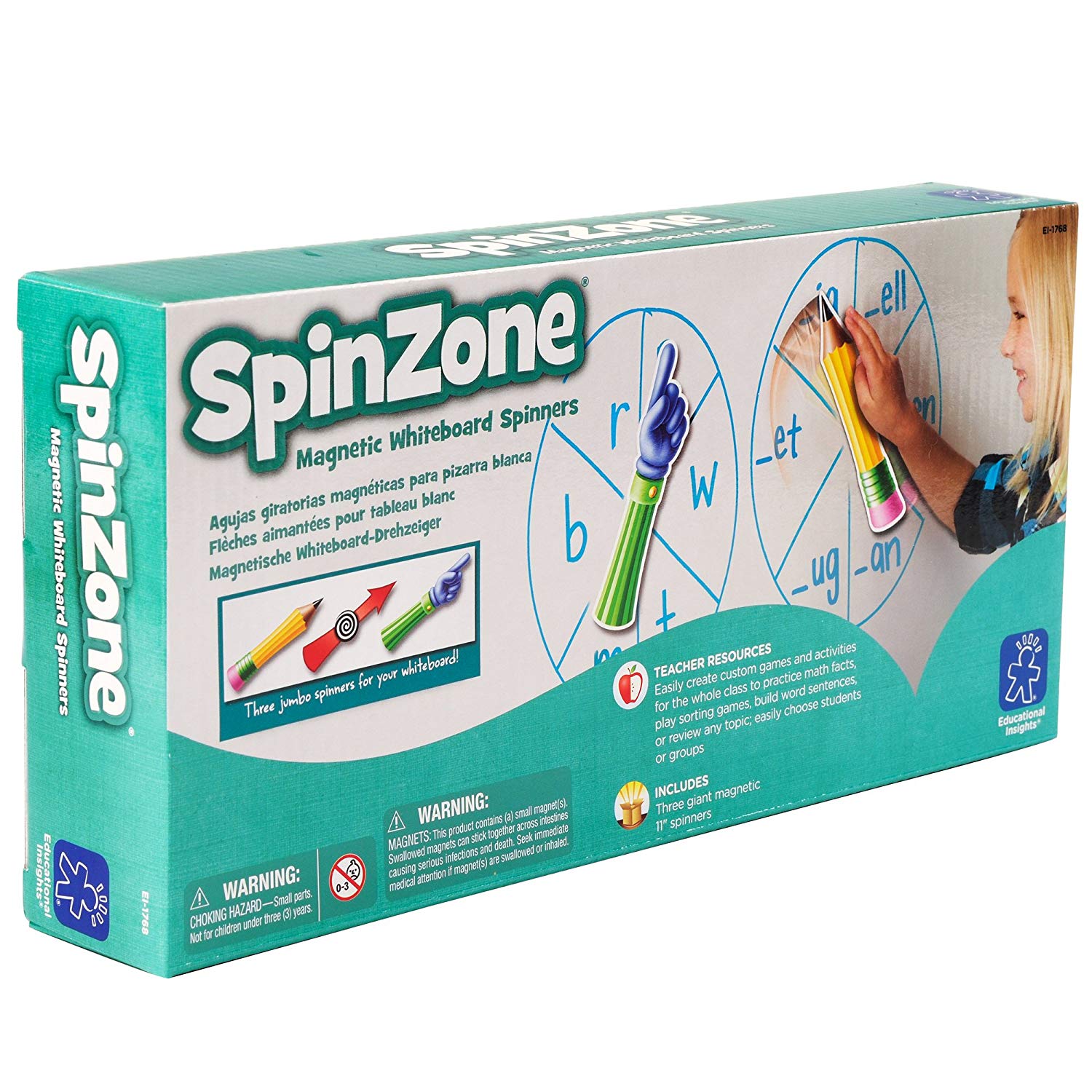 مجموعة SpinZone من Learning Resources، مجموعة من 3 قطع مغناطيسية قابلة للتخصيص للوحات البيضاء، مورد تعليمي للأعمار من 4 سنوات فما فوق