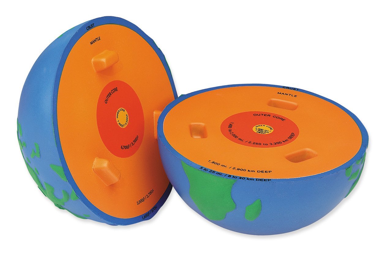 نموذج الأرض المقطعي من Learning Resources، كرة أرضية ناعمة من الإسفنج مقاس 13 سم مع طبقات مُسمّاة، ودرجات حرارة وأعماق، تتضمن دليل أنشطة، لعبة علمية تعليمية للأطفال
