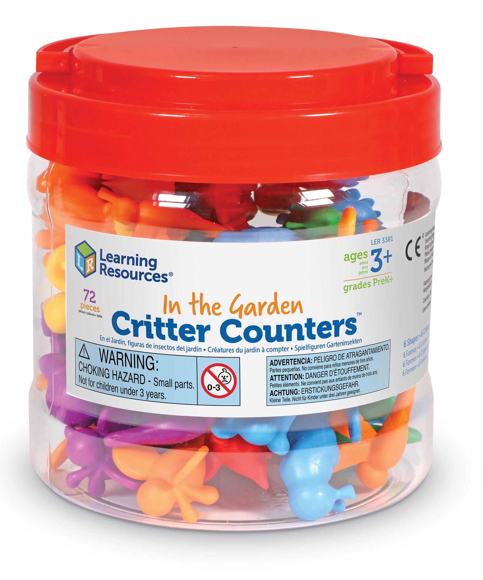 Learning Resources In The Garden Critter Counters, Set of 72, Bug Themed Counters for Counting, Sorting & Early Math Skills, Soft Rubberized PVC, Includes Storage Tub & Activity Guide, Ages 3+