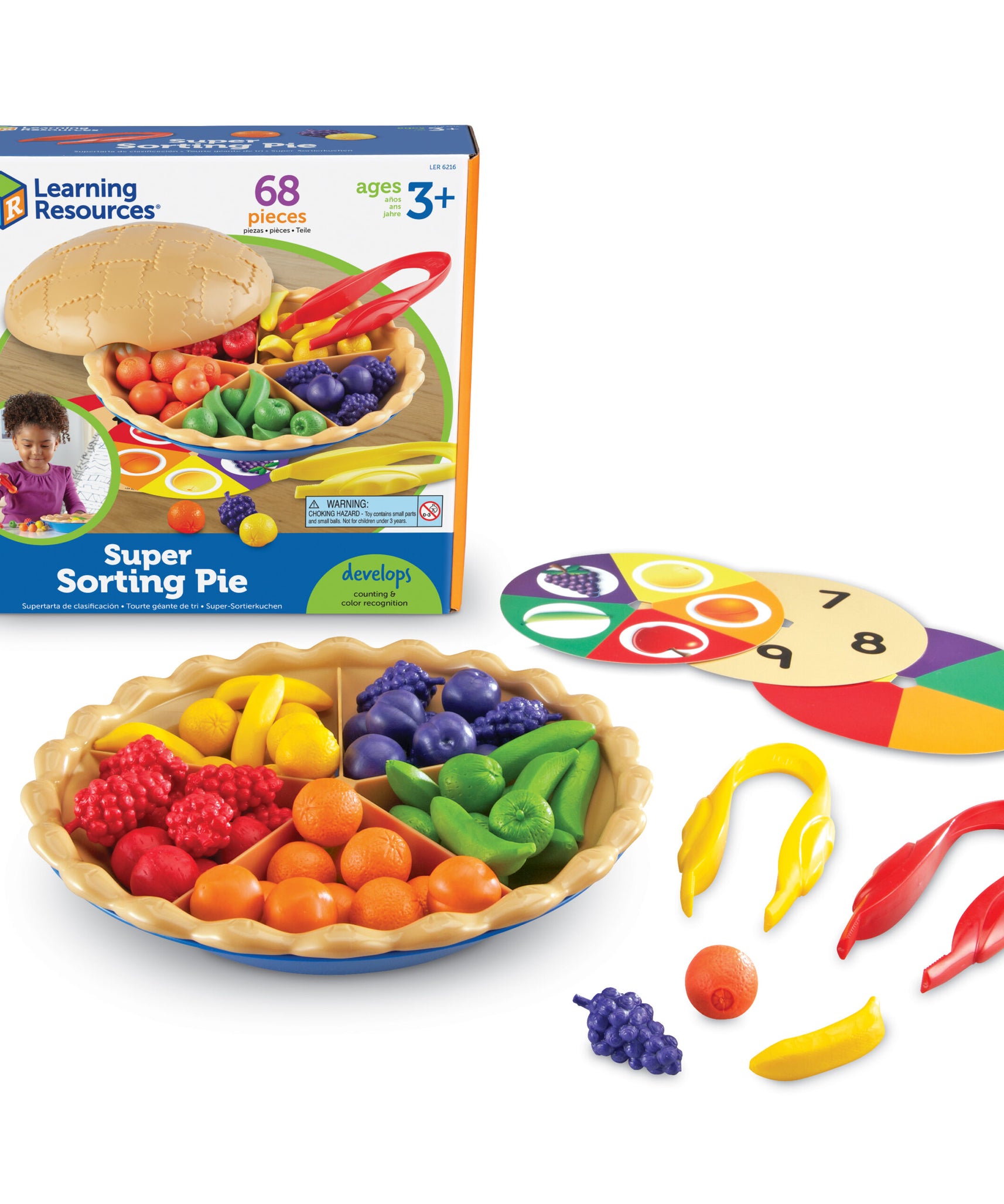 مجموعة أنشطة الفرز الفائق من Learning Resources، لتنمية مهارات الحساب والتعرف على الألوان، والعد والفرز، مع 60 عدادًا للفاكهة، وملقط كبير، وبطاقات فرز، ودليل أنشطة، للأعمار من 3 سنوات فما فوق