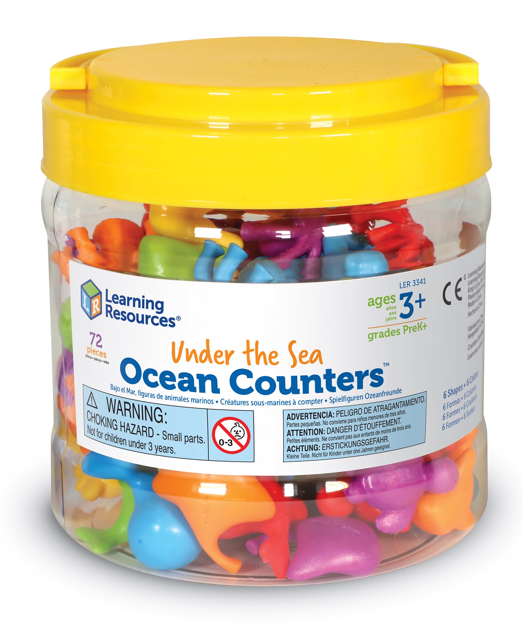 Learning Resources Under the Sea Ocean Counters, Set of 72, Colourful Ocean Animal Counters, Early Maths Skills, Sorting and Counting, Ages 3+, Storage Tub Included