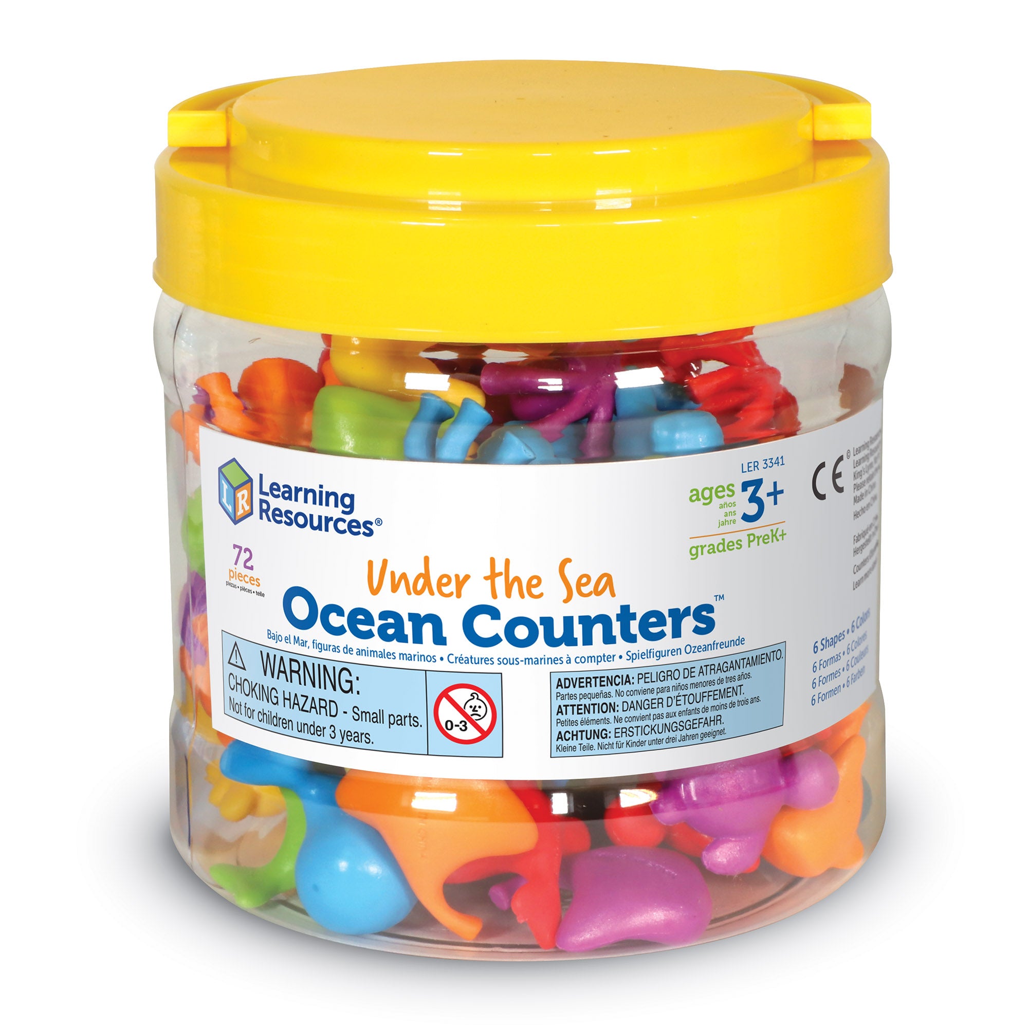 Learning Resources Under the Sea Ocean Counters, Set of 72, Colourful Ocean Animal Counters, Early Maths Skills, Sorting and Counting, Ages 3+, Storage Tub Included