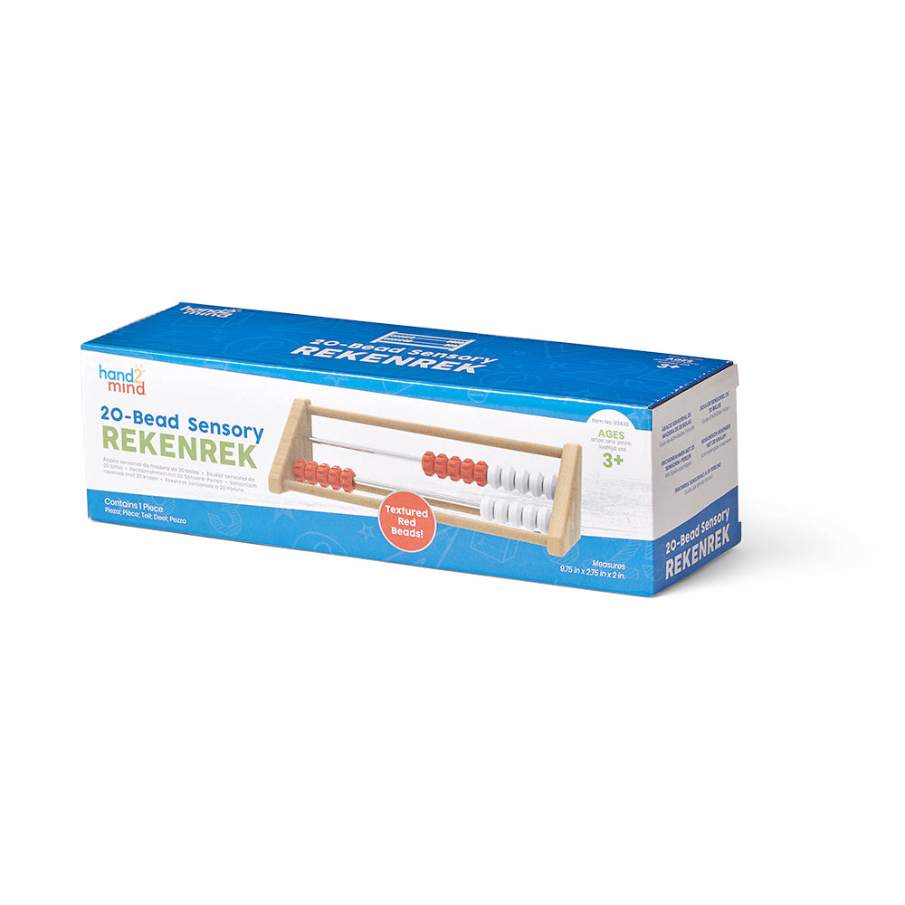 موارد تعليمية - عداد خشبي للأطفال، مكون من 20 حبة، أداة تعليمية عملية للحساب والجمع والطرح