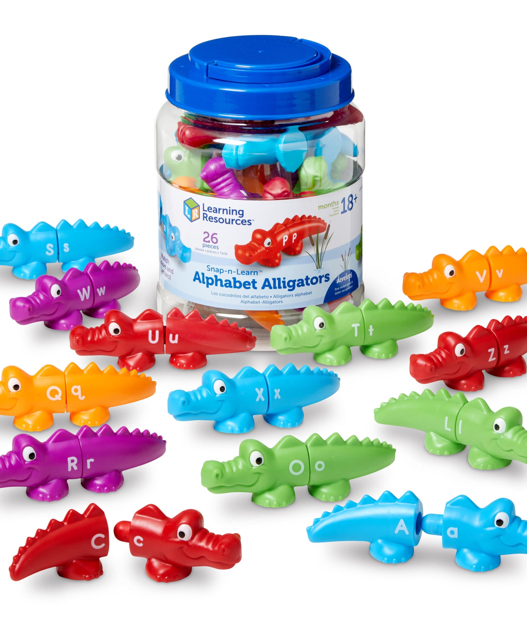 موارد التعلم Snap-n-Learn لعبة مطابقة الحروف الأبجدية، الحروف الكبيرة والصغيرة، المهارات الحركية الدقيقة والتعرف على الحروف، للأعمار من سنتين فما فوق