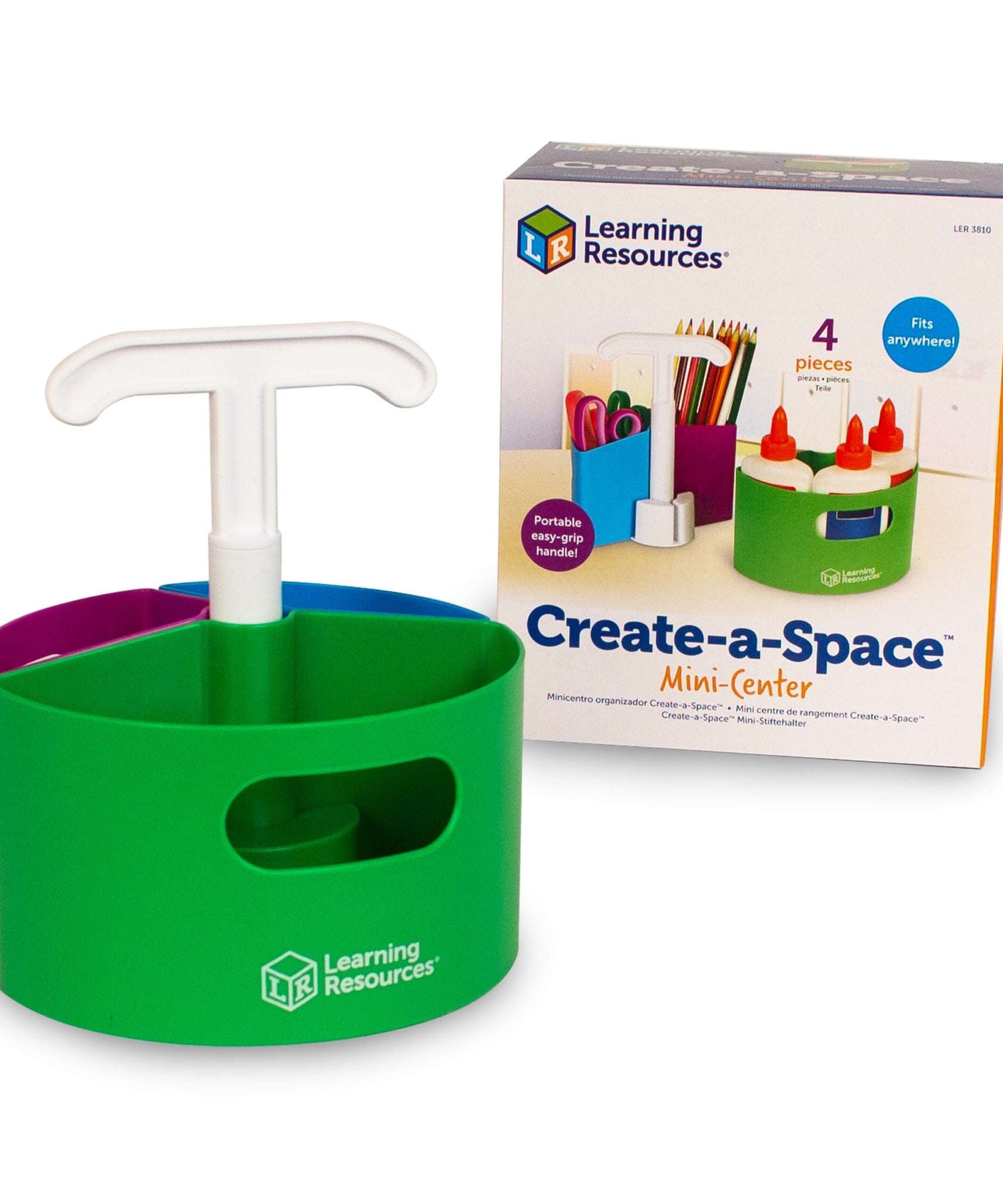 مركز Create-a-Space الصغير من Learning Resources، منظم تخزين مضغوط للأقلام والعلامات والمستلزمات المكتبية، بمقبض سهل الحمل، مثالي للمنزل أو المكتب أو الفصل الدراسي أو مساحة الإبداع