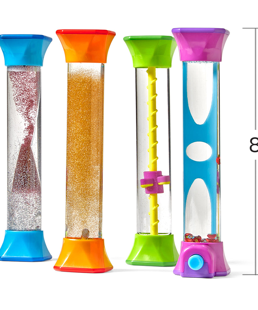 Learning Resources Sensory Fidget Tubes, Set of 4 Calming Visual Sensory Toys for Focus and Relaxation, Ages 3+