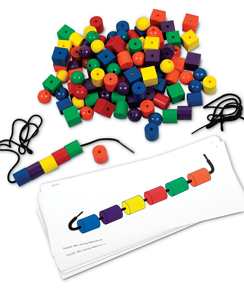 مجموعة بطاقات الخرز والأنماط من Learning Resources، 108 خرزة و20 بطاقة نشاط لمرحلة الرياضيات المبكرة والمهارات الحركية الدقيقة، تعلّم مستقل بدون لغة، للأعمار من 3 سنوات فما فوق