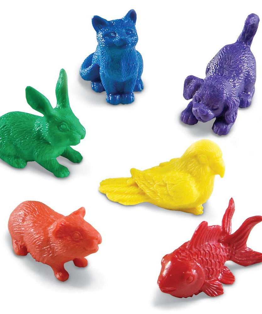 عدادات الحيوانات الأليفة من Learning Resources، مجموعة من 72 عدادًا للحيوانات للفرز والعد والأنماط، تتضمن 6 أشكال للحيوانات الأليفة بـ 6 ألوان، حوض تخزين، للأعمار من 3 سنوات فما فوق