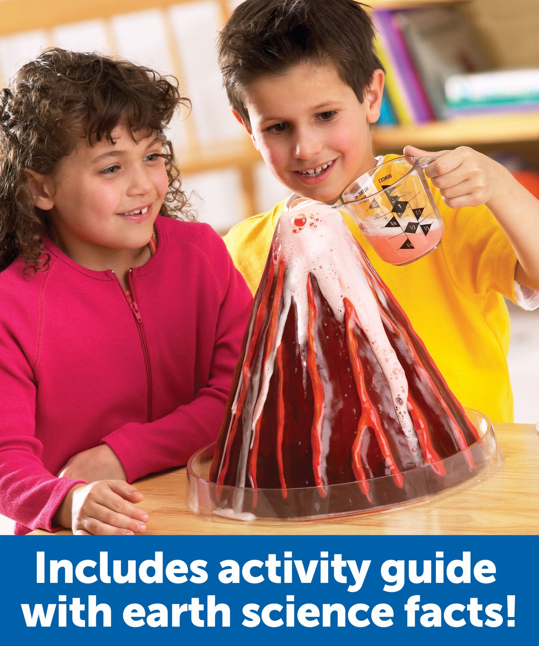 نموذج بركان ثائر بمقطع عرضي من Learning Resources، مجموعة تجارب علمية تفاعلية مع رسم تخطيطي مفصل ووصفة للحمم البركانية، سهلة التنظيف، تتضمن دليل المعلم، للأطفال من سن 6 سنوات فما فوق