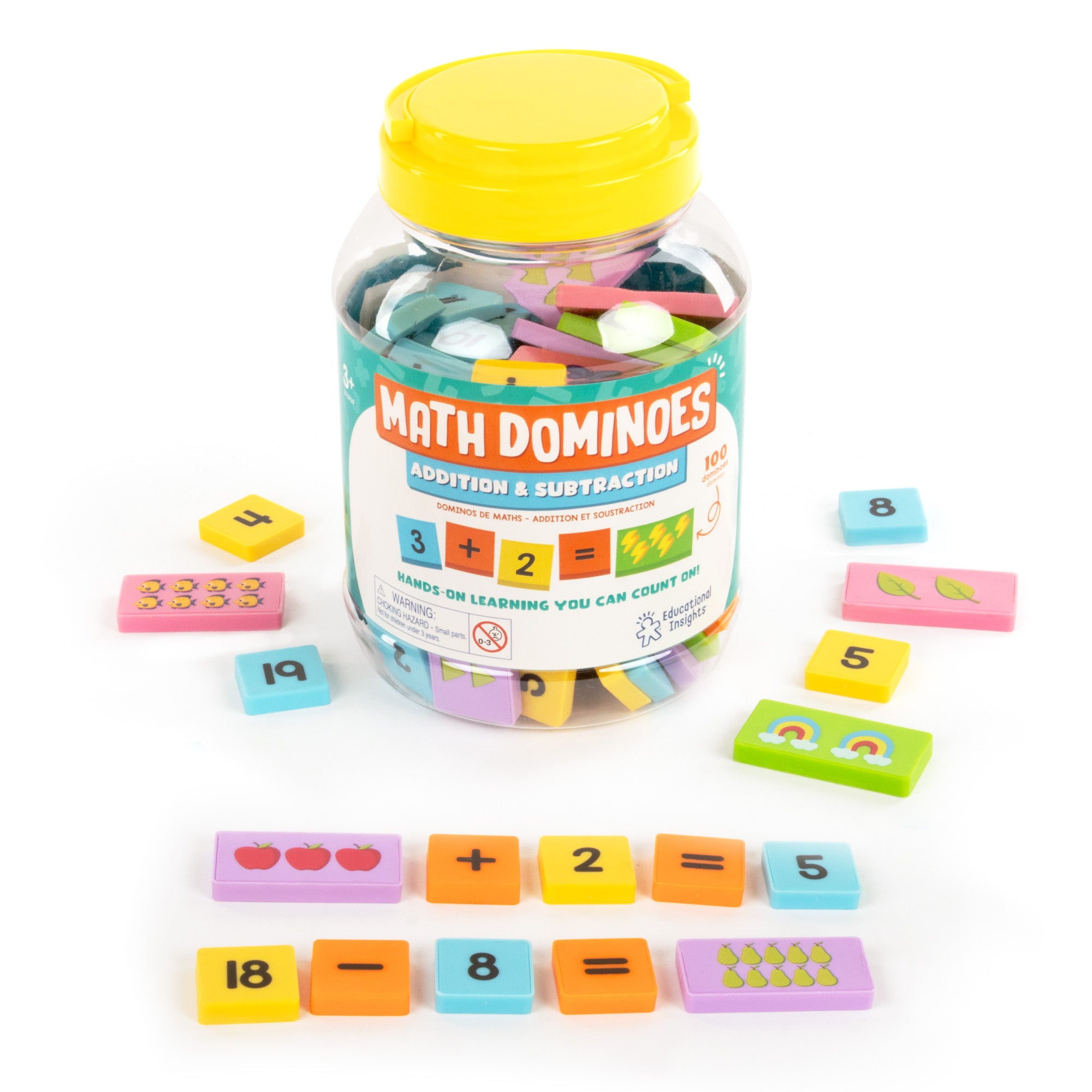 Learning Resources Math Dominoes, Addition and Subtraction Set for Kids, 100 Colourful Dominoes for Counting, Number Recognition, and Early Maths, Ages 3+