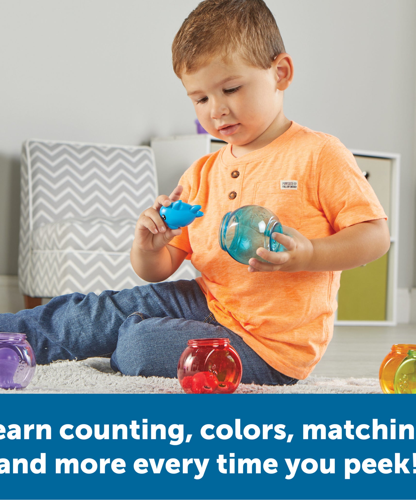 موارد التعلم بيكابو فيش بول فريندز، لعبة تعليمية للأطفال الصغار من 10 قطع للعد والألوان واللعب بالماء، أحواض سمك قابلة للتكديس وكائنات بحرية ودودة، للأعمار من 18 شهرًا فما فوق