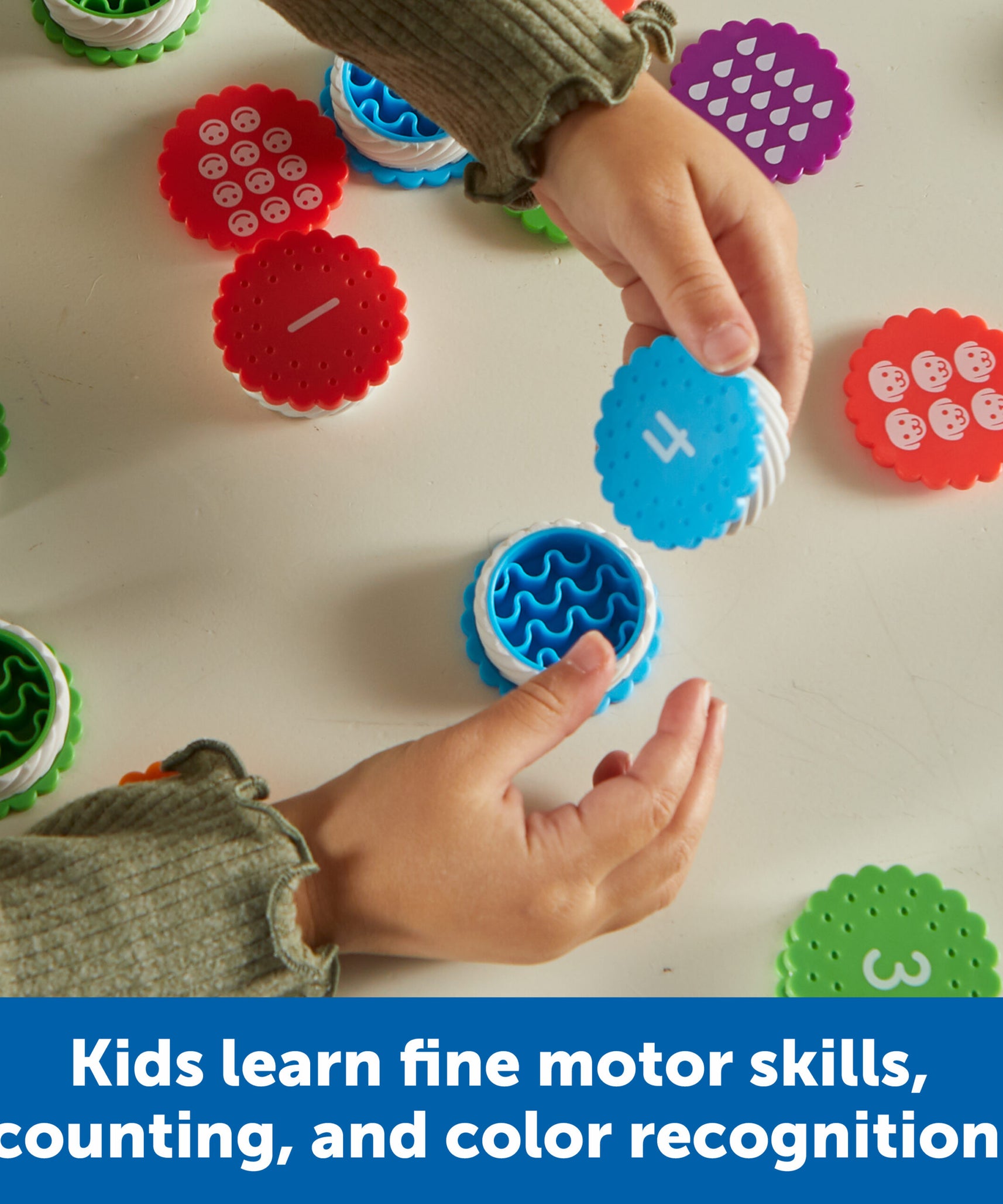 ألعاب تعليمية صغيرة من Learning Resources، مكونة من 40 قطعة لتعليم الأرقام والألوان للأطفال في مرحلة ما قبل المدرسة مع حوض تخزين، مناسبة للأعمار من 3 سنوات فما فوق