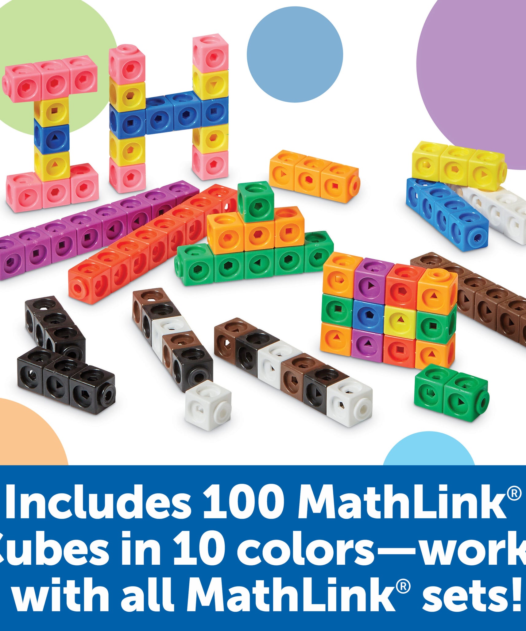لعبة العد التعليمية MathLink Cubes من Learning Resources، مجموعة بناء STEM مع 100 مكعب و10 تحديات، تُعلّم الرياضيات المبكرة ومهارات حل المشكلات، للأعمار من 5 سنوات فما فوق