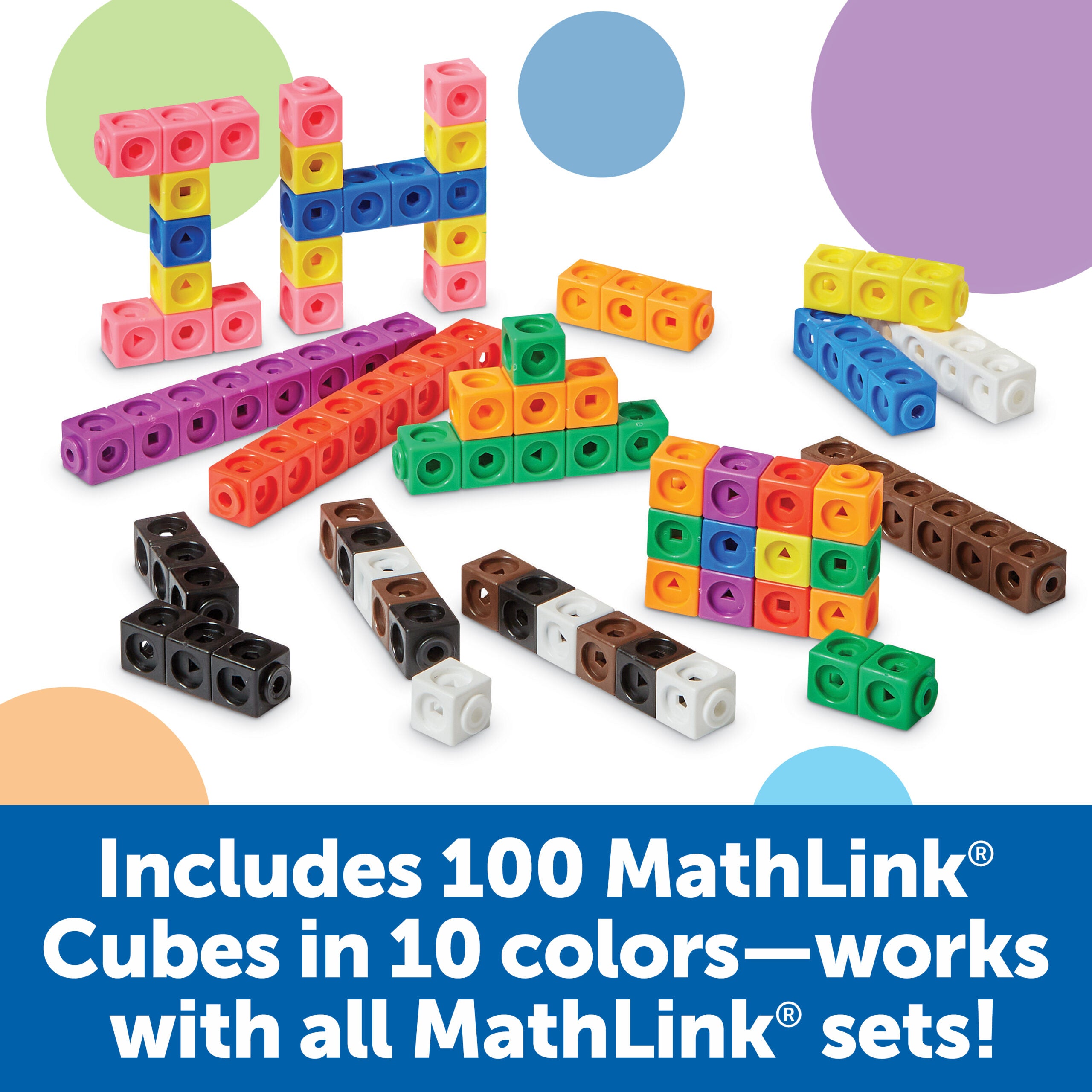 لعبة العد التعليمية MathLink Cubes من Learning Resources، مجموعة بناء STEM مع 100 مكعب و10 تحديات، تُعلّم الرياضيات المبكرة ومهارات حل المشكلات، للأعمار من 5 سنوات فما فوق