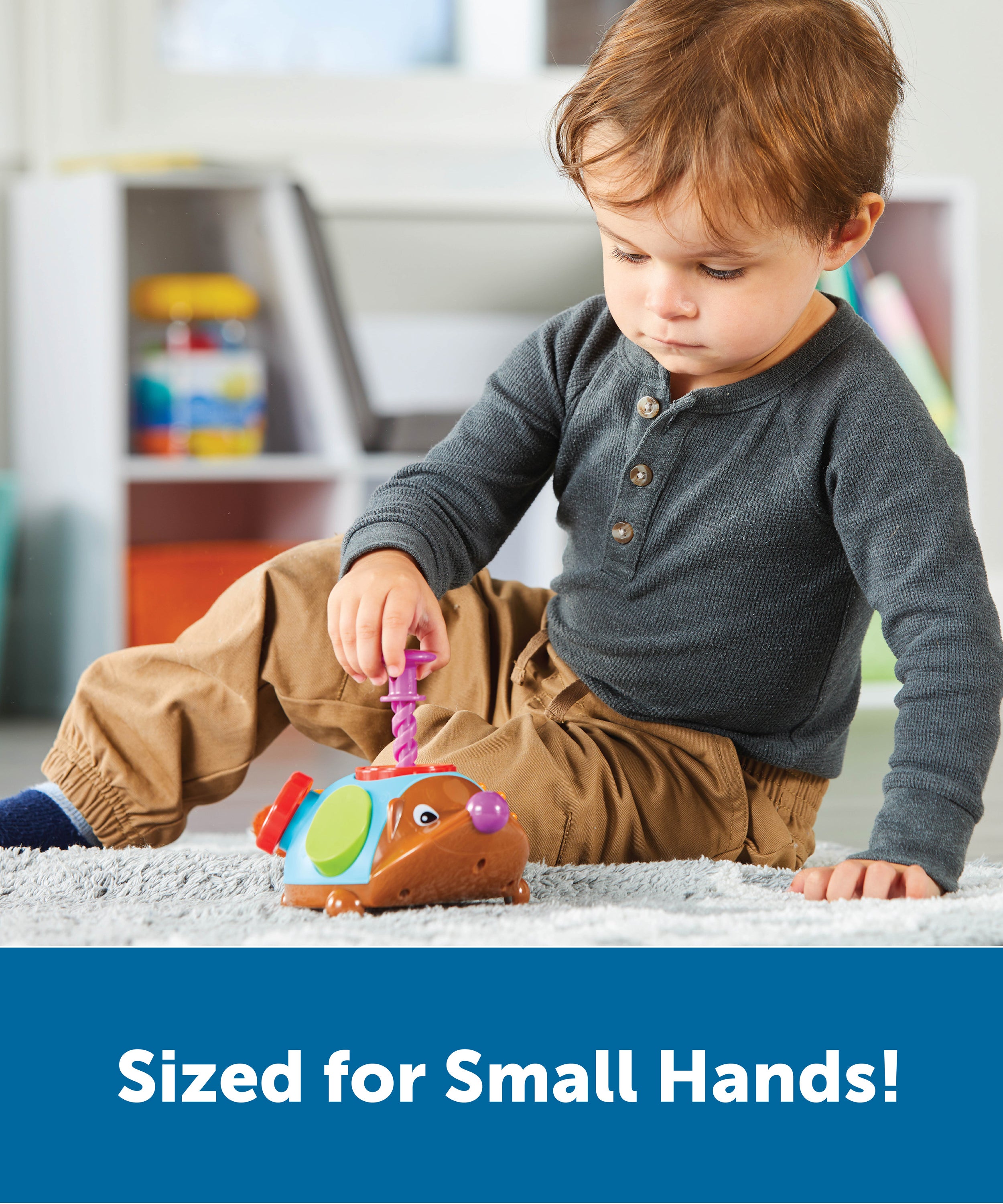 موارد تعليمية - لعبة سبايك ذا فاين موتور هيدجهوج فيدجيت فريند، لعبة فيدجيت للأطفال الصغار مع 6 أنشطة لتنمية المهارات الحركية الدقيقة، للأعمار من 18 شهرًا فما فوق