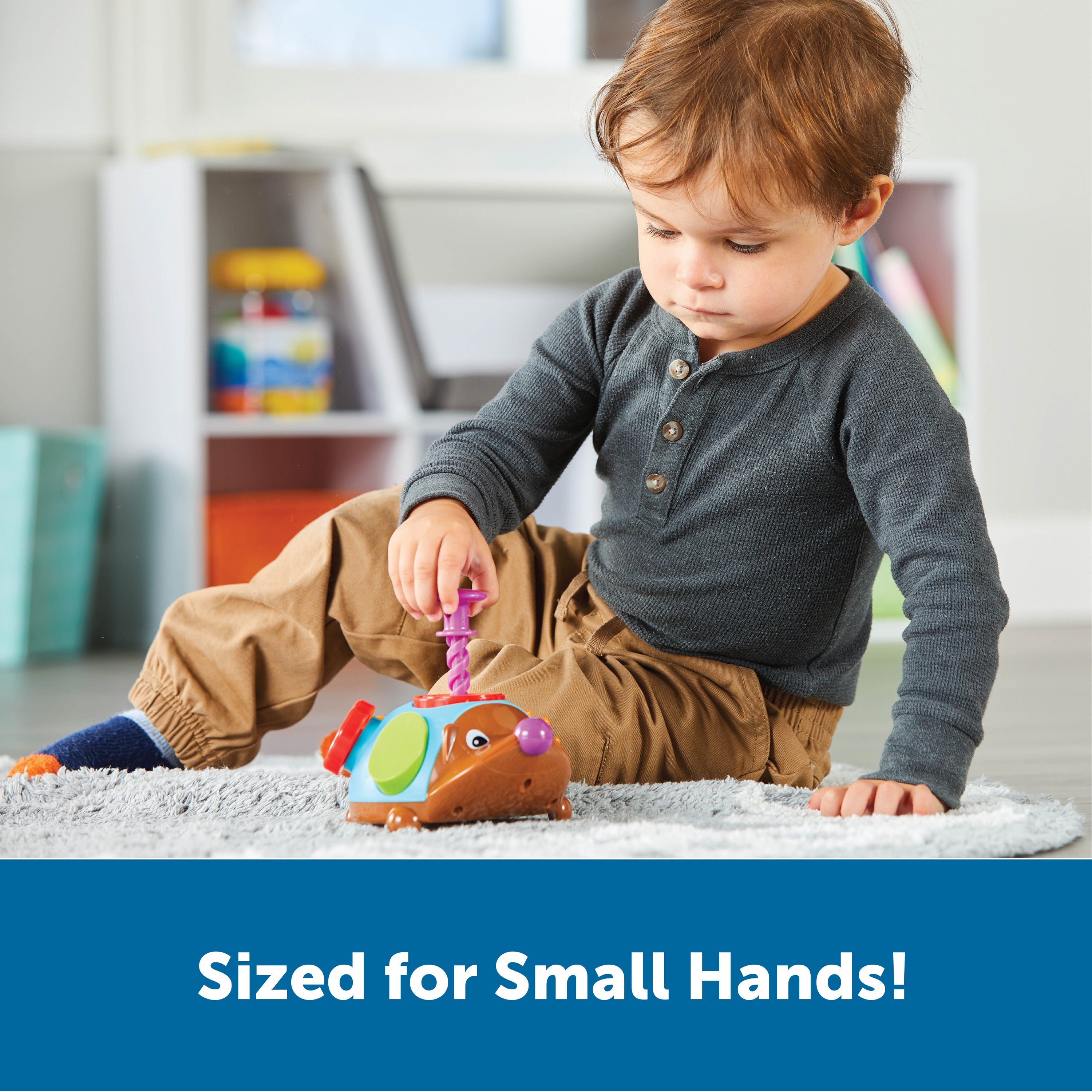 موارد تعليمية - لعبة سبايك ذا فاين موتور هيدجهوج فيدجيت فريند، لعبة فيدجيت للأطفال الصغار مع 6 أنشطة لتنمية المهارات الحركية الدقيقة، للأعمار من 18 شهرًا فما فوق