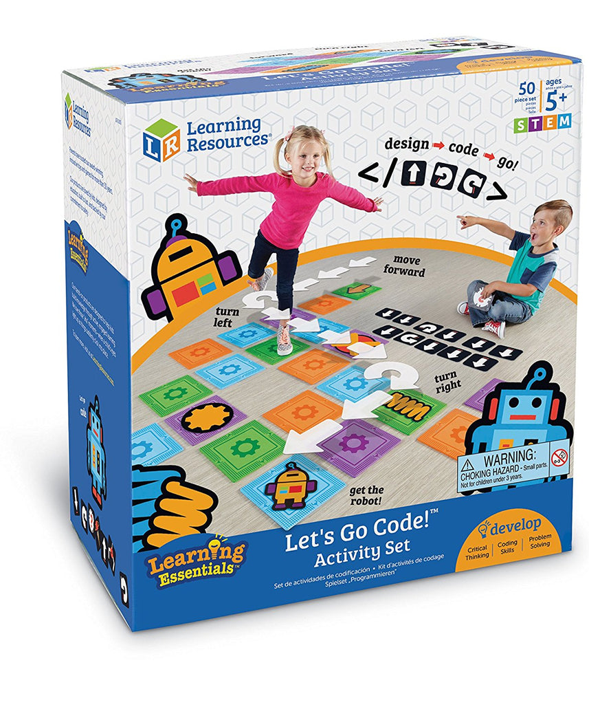 Learning Resources Let's Go Code! Activity Set, Non-Digital Introduction to Coding for Kids Ages 5+, Develops STEM Skills and Gross Motor Abilities