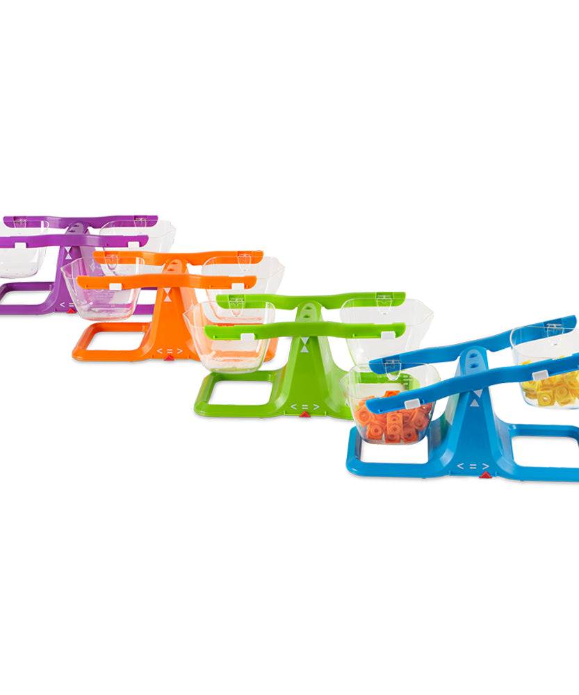 موازين دلو قابلة للتركيب من Learning Resources (مجموعة من 4)، ميزان رياضيات تفاعلي لتعلم الوزن والحجم والتكافؤ، مثالي للأطفال من سن 3 سنوات فما فوق