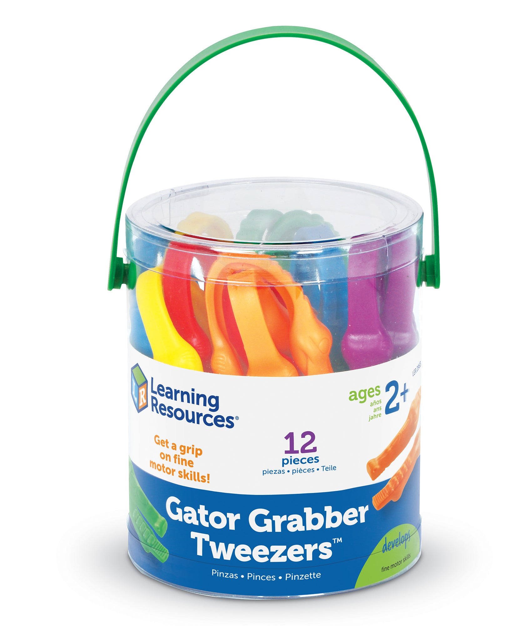 Learning Resources Gator Grabber Tweezers, Set of 12, Fine Motor Skills Tool for Toddlers, Supports Early Science Exploration, Includes Storage Bucket, Ages 2+