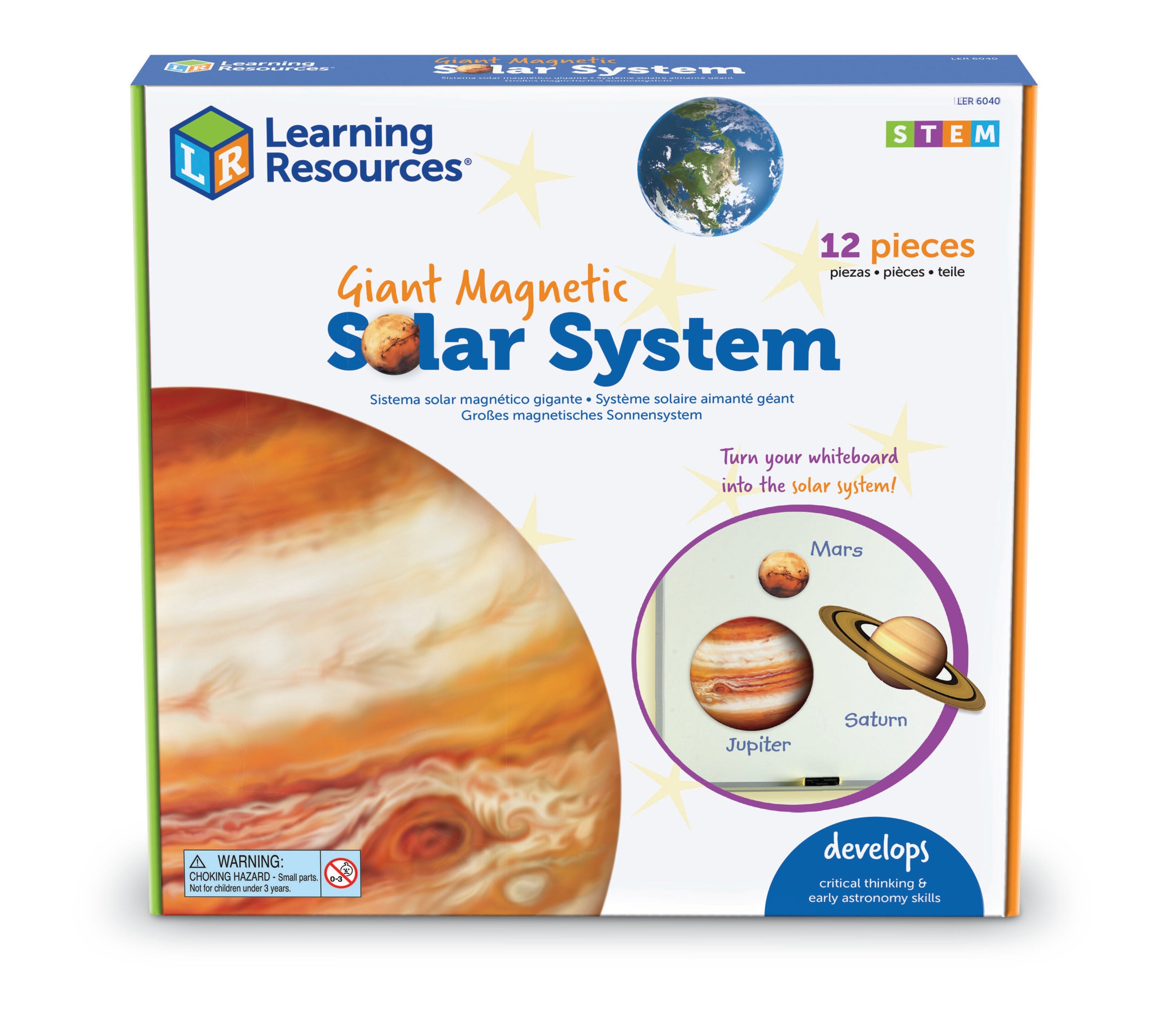 موارد التعلم - النظام الشمسي المغناطيسي العملاق، ألوان كاملة، مغناطيسات النظام الشمسي الواقعية للعروض التوضيحية على السبورة البيضاء، تتضمن الكواكب، بلوتو، القمر، حزام الكويكبات ودليل الأنشطة، للأطفال من سن 5 سنوات فما فوق
