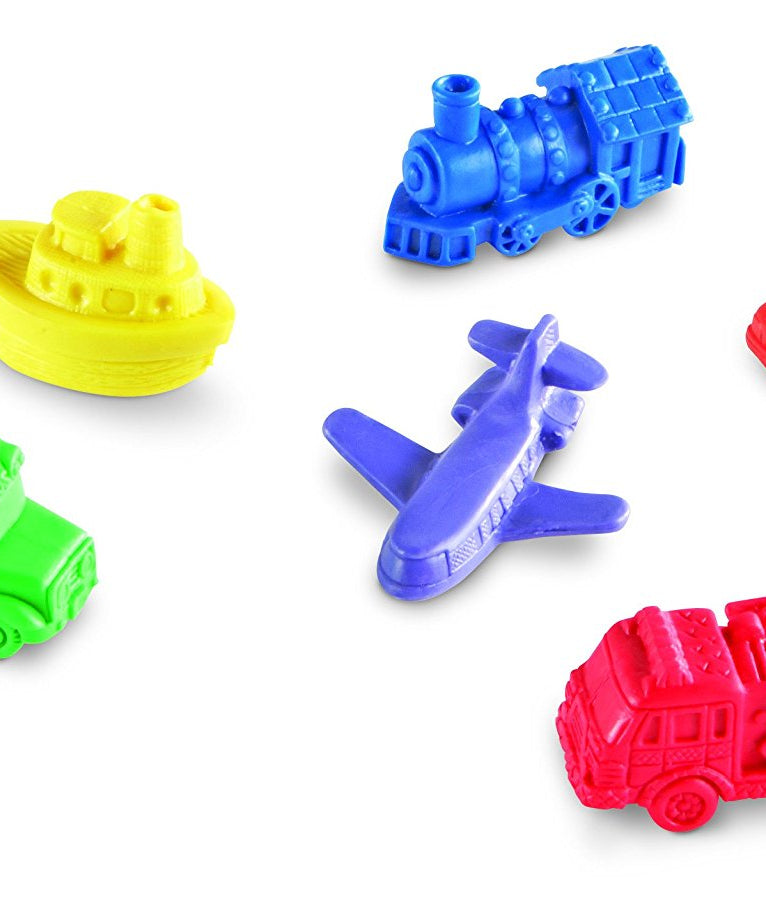Learning Resources Mini Motors Counters, 72-Piece Set of Vehicle Counters for Counting, Sorting, and Imaginative Play, Includes Storage Tub, Ages 3 Plus