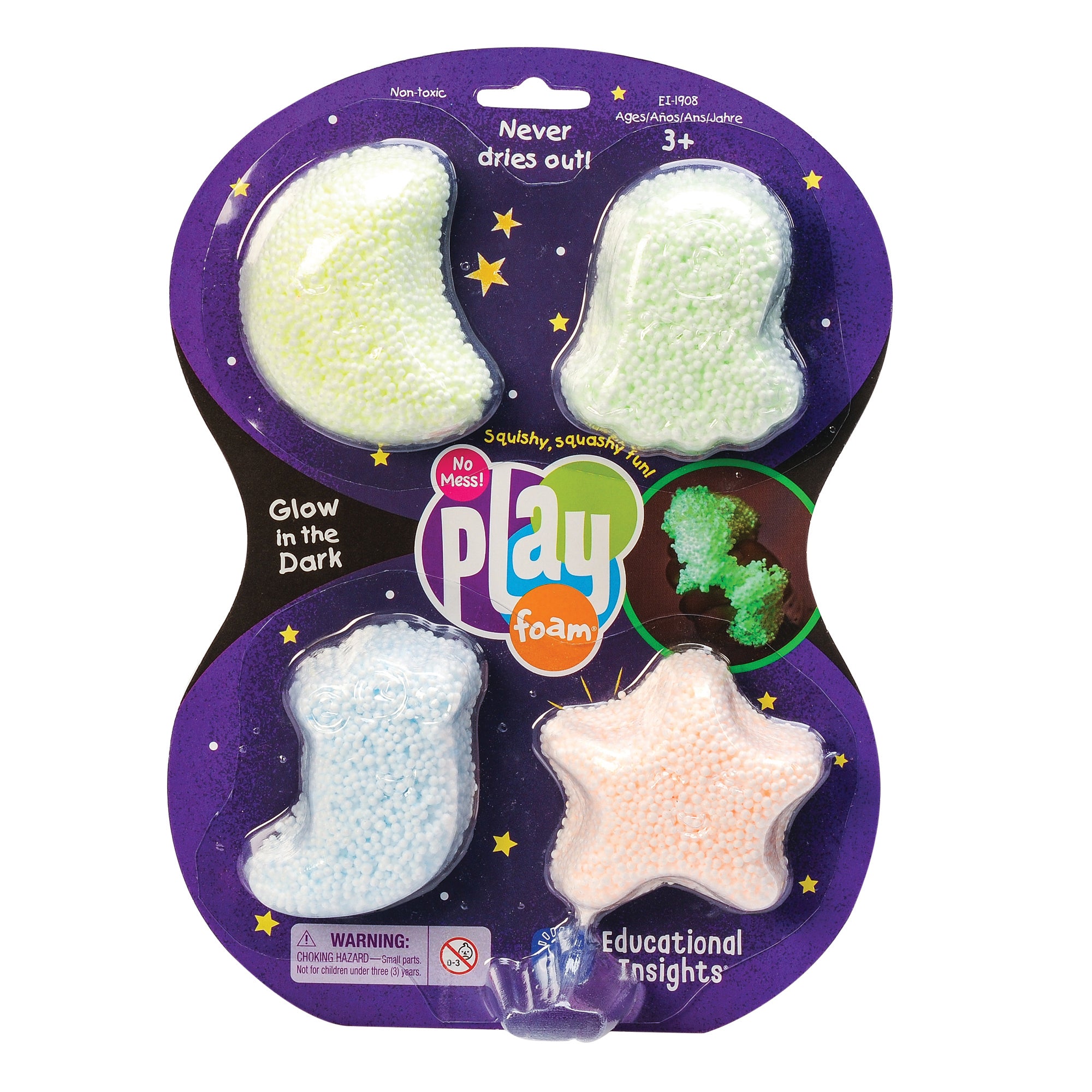 Learning Resources Playfoam Glow-in-the-Dark 4-Pack, Mess-Free Sensory ...