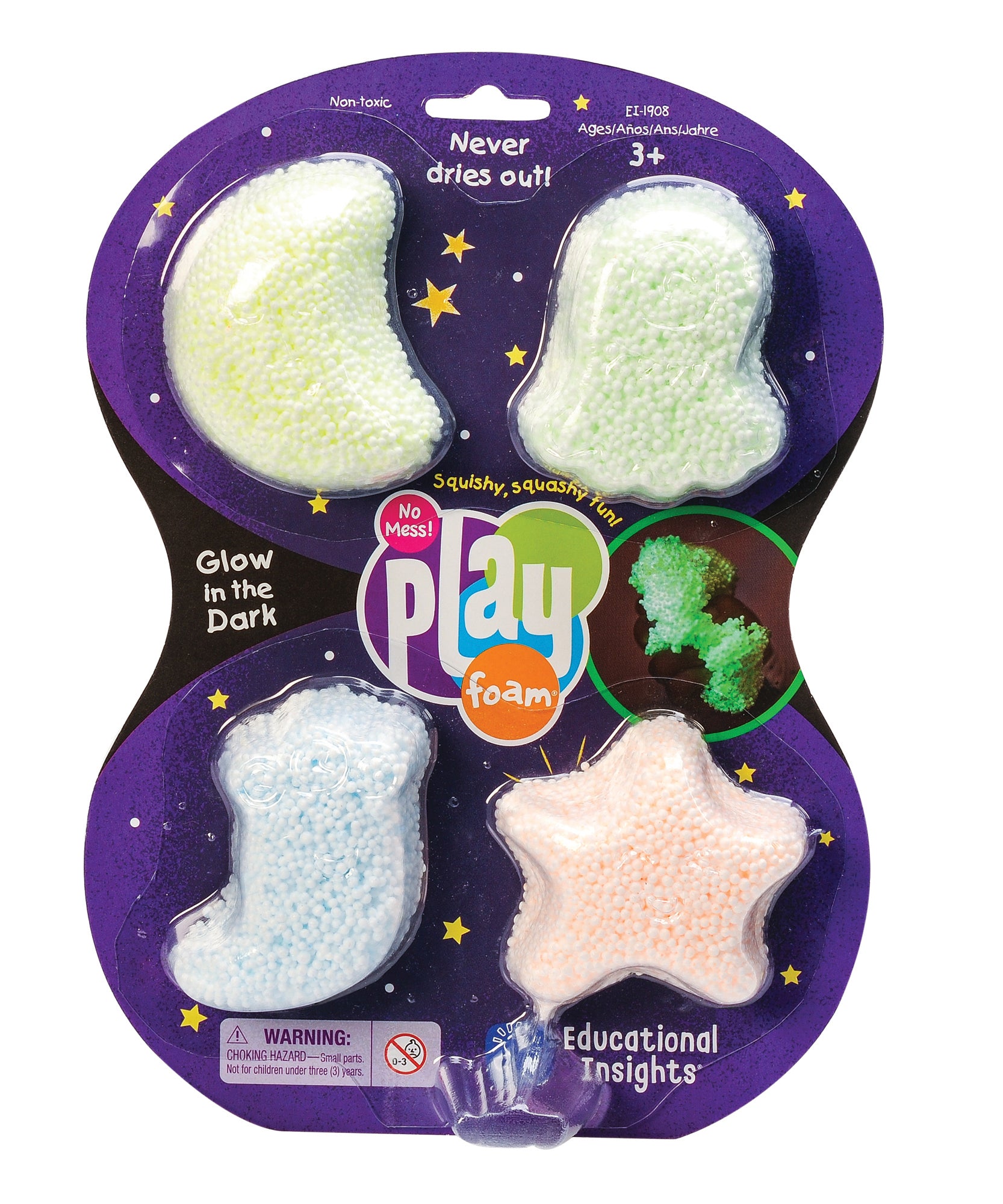 مجموعة من 4 قطع من رغوة اللعب الحسية المتوهجة في الظلام من Learning Resources، لا تسبب الفوضى، لا تجف أبدًا، تتوهج في الظلام من أجل متعة إبداعية