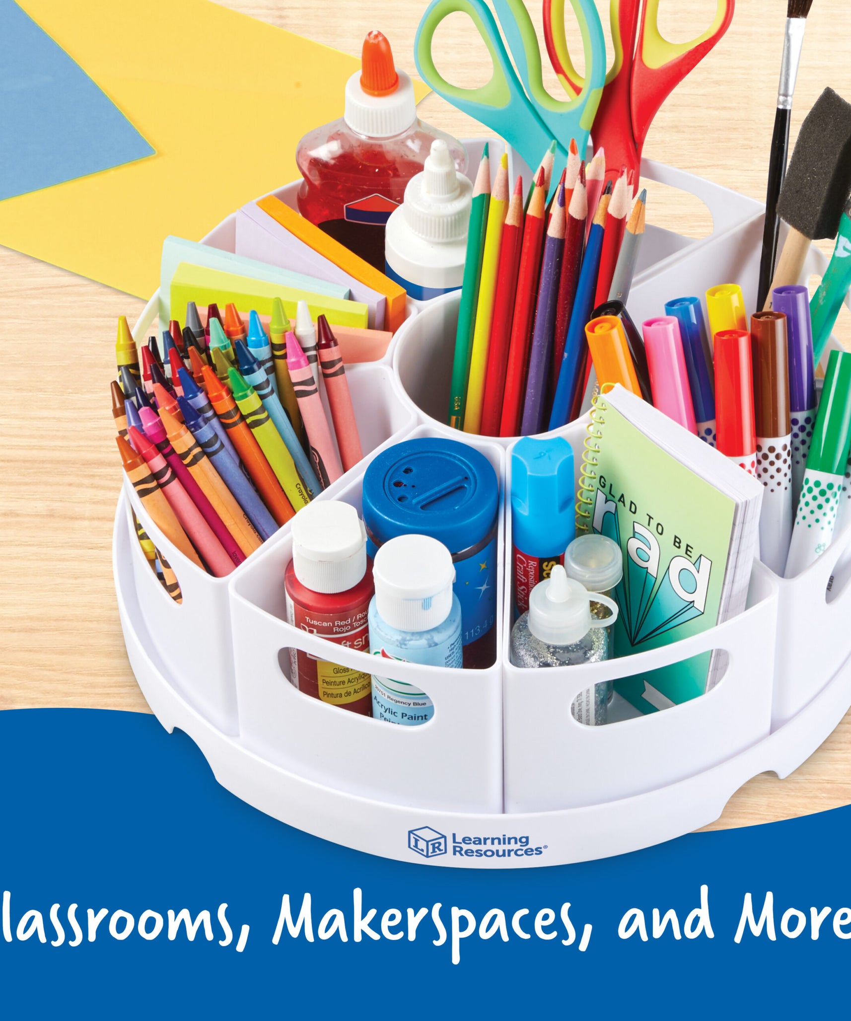 مركز تخزين Create-a-Space من Learning Resources، أبيض، منظم مكتب دوار مع 8 حاويات قابلة للإزالة، حل تخزين للفصول الدراسية والمكتب المنزلي