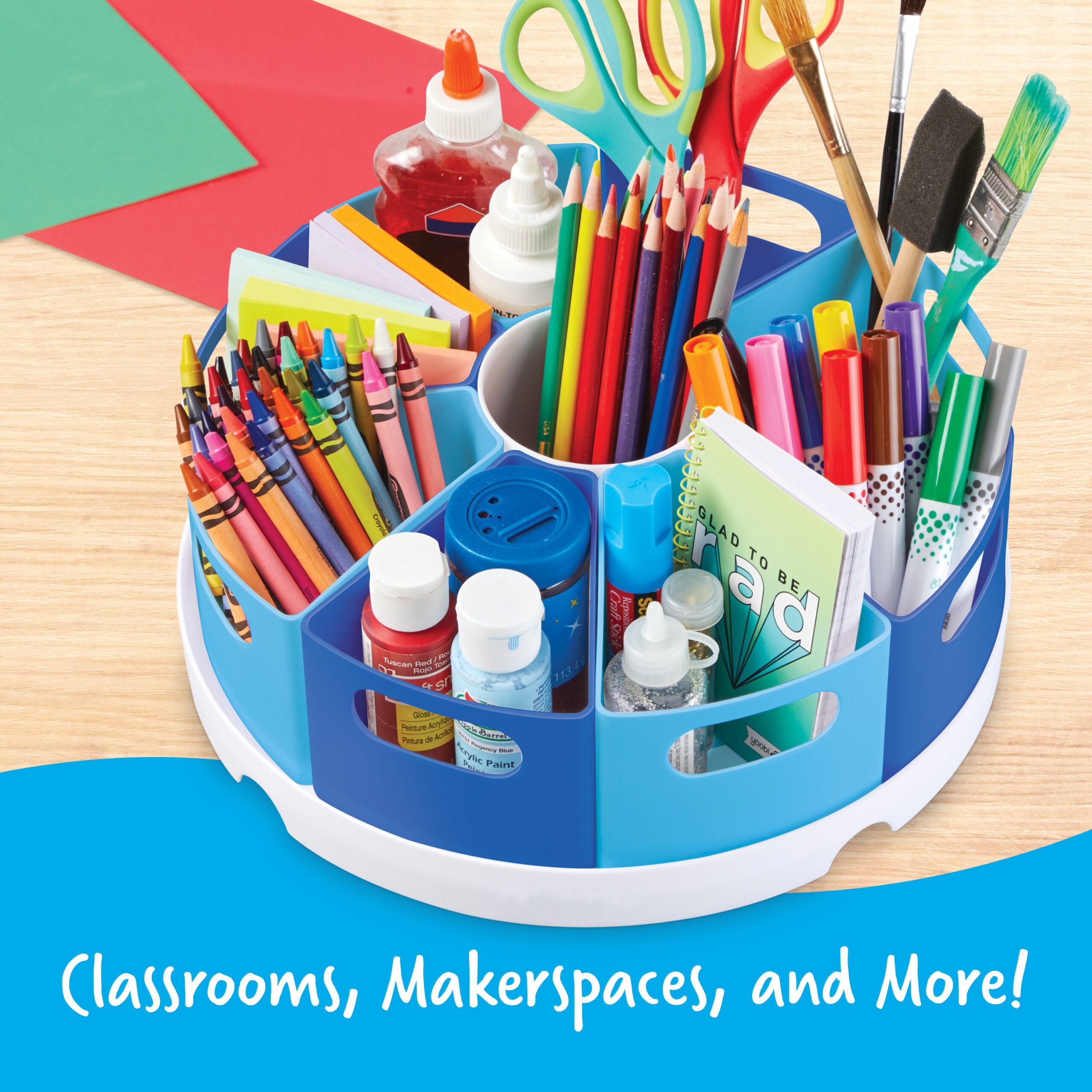 مركز تخزين Create-a-Space من Learning Resources، منظم مكتب مع 8 حاويات قابلة للإزالة، لتخزين لوازم الفصل الدراسي أو المنزل أو المكتب، صينية قطرها 30 سم، مناسب للأعمار من 3 سنوات فما فوق