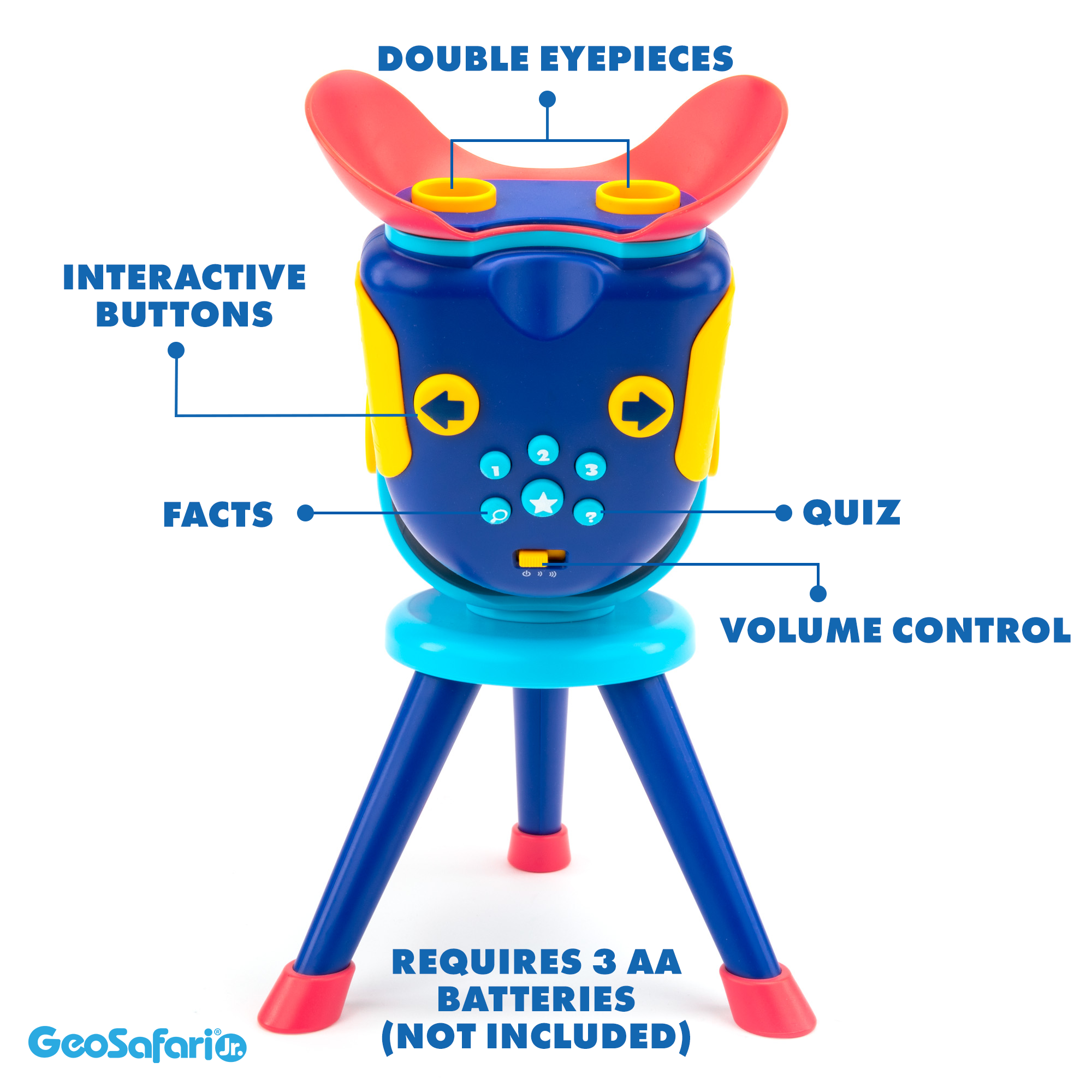 موارد التعلم GeoSafari Jr. مستكشف الفضاء الناطق، تلسكوب لعبة للأطفال في مرحلة ما قبل المدرسة مع 120 صورة و13 مقطع فيديو وحقائق فضائية ممتعة، مثالي للأطفال من سن 4 سنوات فما فوق