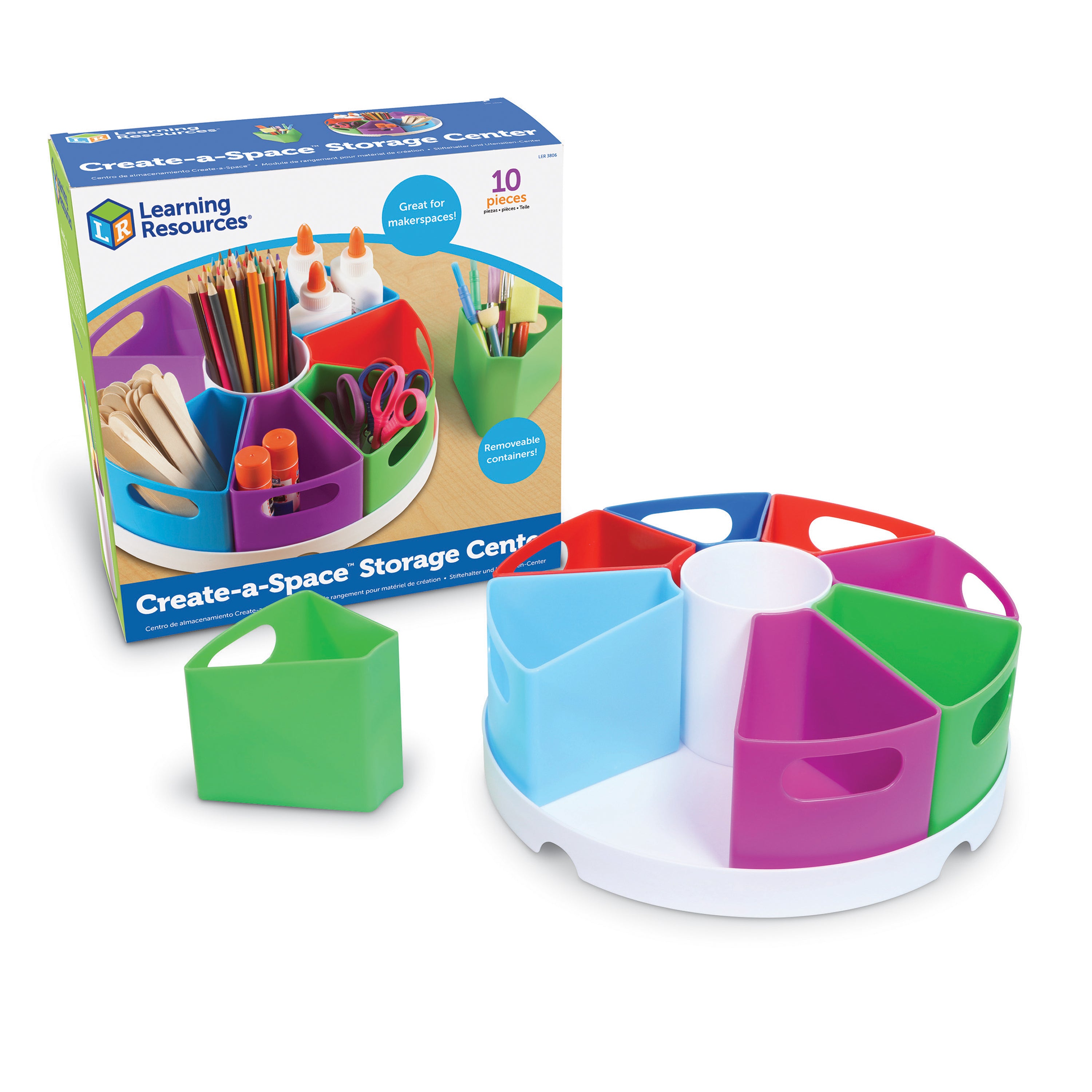 مركز تخزين Create-a-Space من Learning Resources، منظم متعدد الأقسام نابض بالحياة للفصول الدراسية أو المكتب أو محطة الواجبات المنزلية، يتضمن 9 حاويات تخزين (30.5 سم عمق × 11.5 سم ارتفاع)