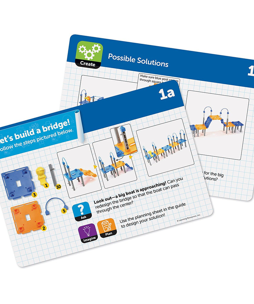 Learning Resources City Engineering & Design Building Set, Hands-On STEM & STEAM Construction Kit for Kids, Encourages Early Engineering & Creative Problem-Solving, 100 Pieces & 10 Activity Cards, Ages 5+