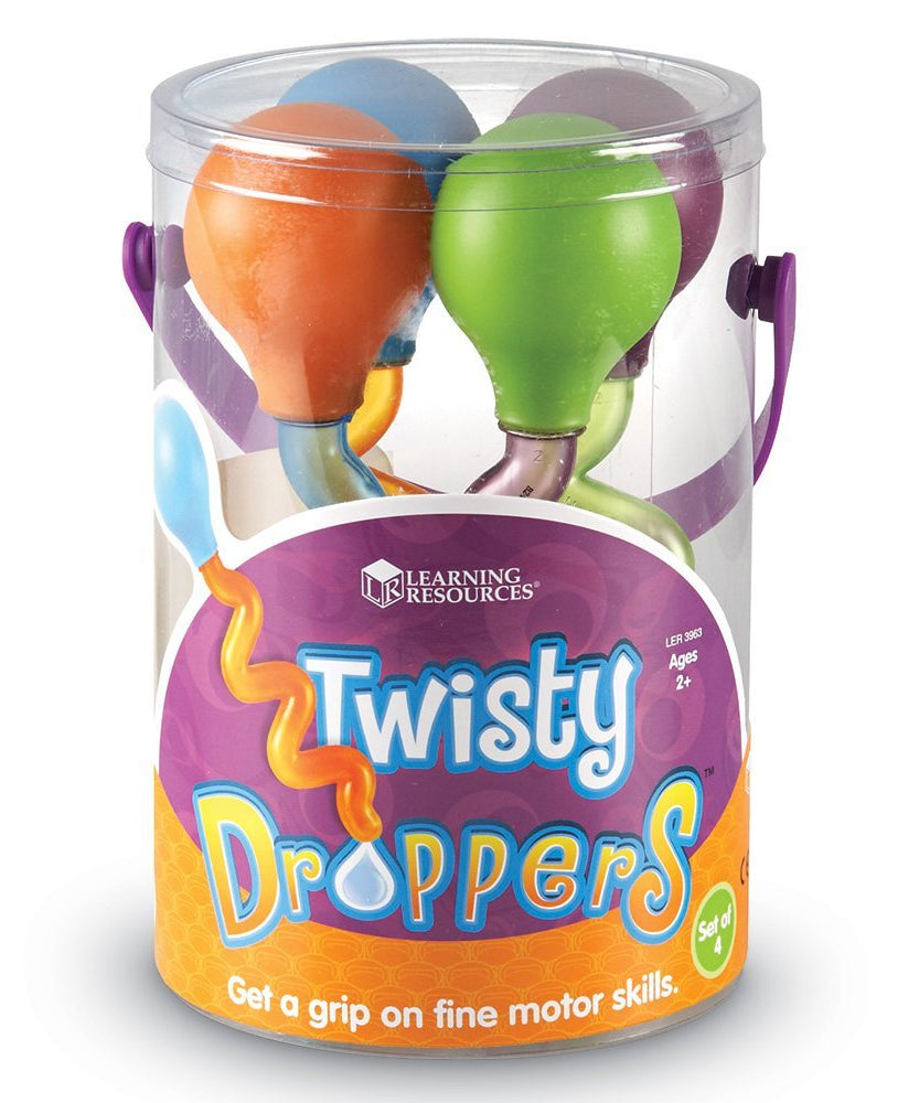 Learning Resources Twisty Droppers, Fine Motor Skills Toy for Toddlers, Set of 4 Pipette Style Droppers for Water Play and Early Science Exploration, Ages 2+