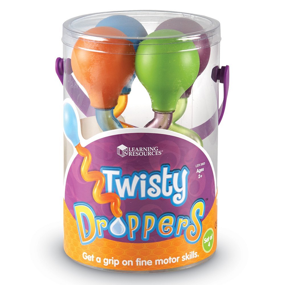 Learning Resources Twisty Droppers, Fine Motor Skills Toy for Toddlers, Set of 4 Pipette Style Droppers for Water Play and Early Science Exploration, Ages 2+