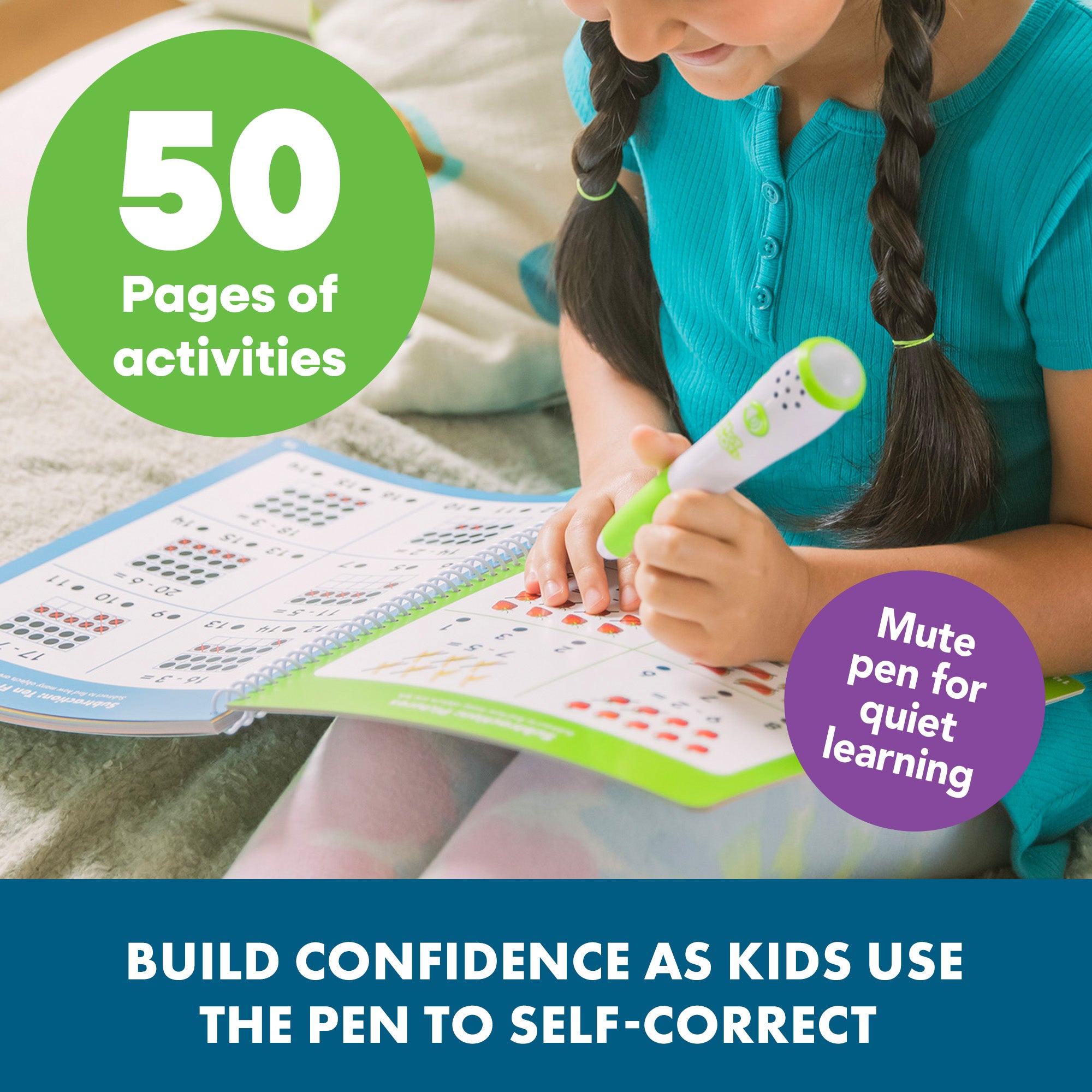 مصادر التعلم - النقاط الساخنة - دعونا نتعلم الرياضيات - الصف الأول، كتاب تمارين تفاعلي يحتوي على 50 صفحة أنشطة وقلم ناطق، مناسب للأعمار من 6 سنوات فما فوق