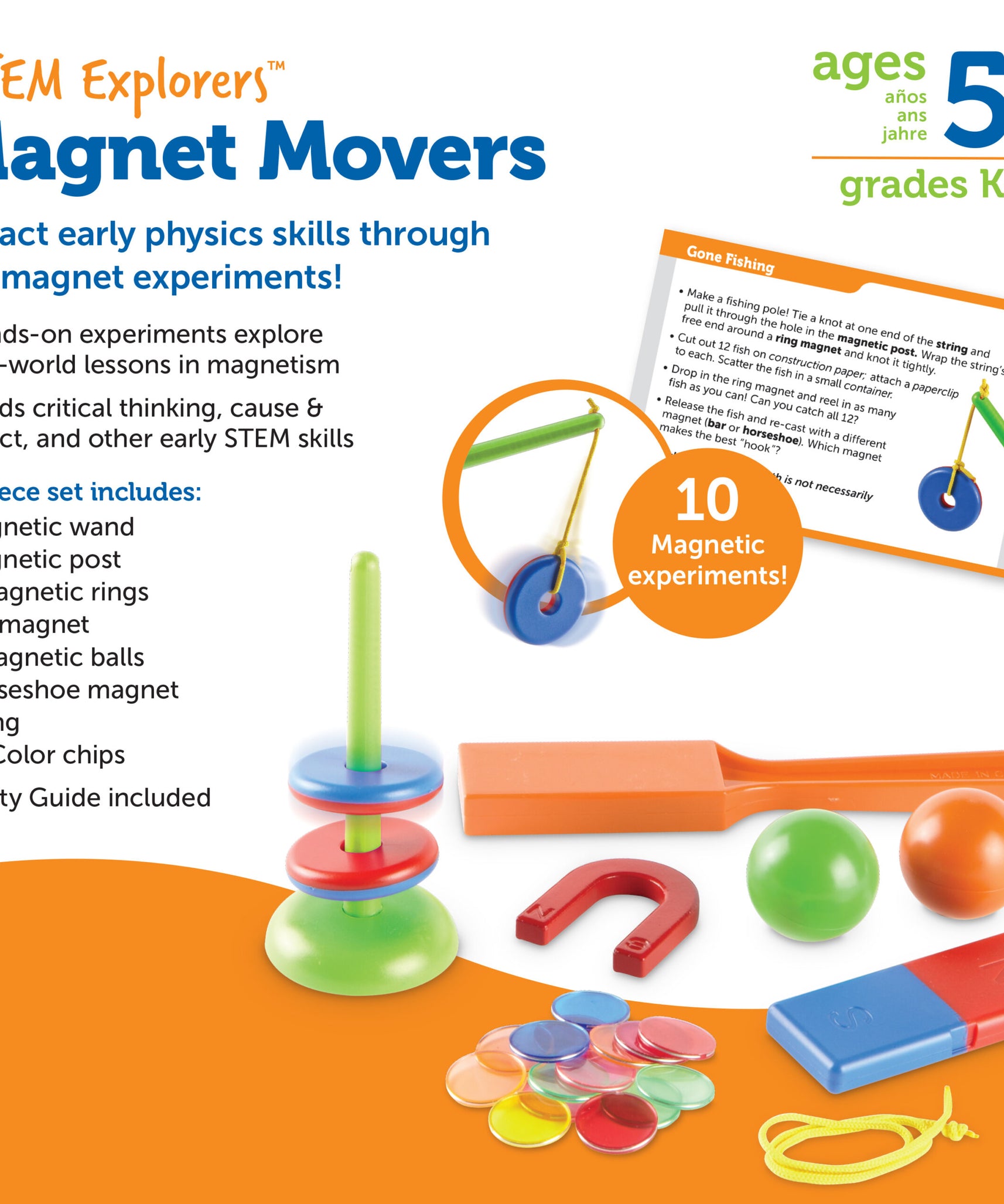 مجموعة تجارب مغناطيسية عملية من STEM Explorers Magnet Movers من Learning Resources للأطفال من سن 5 سنوات فما فوق
