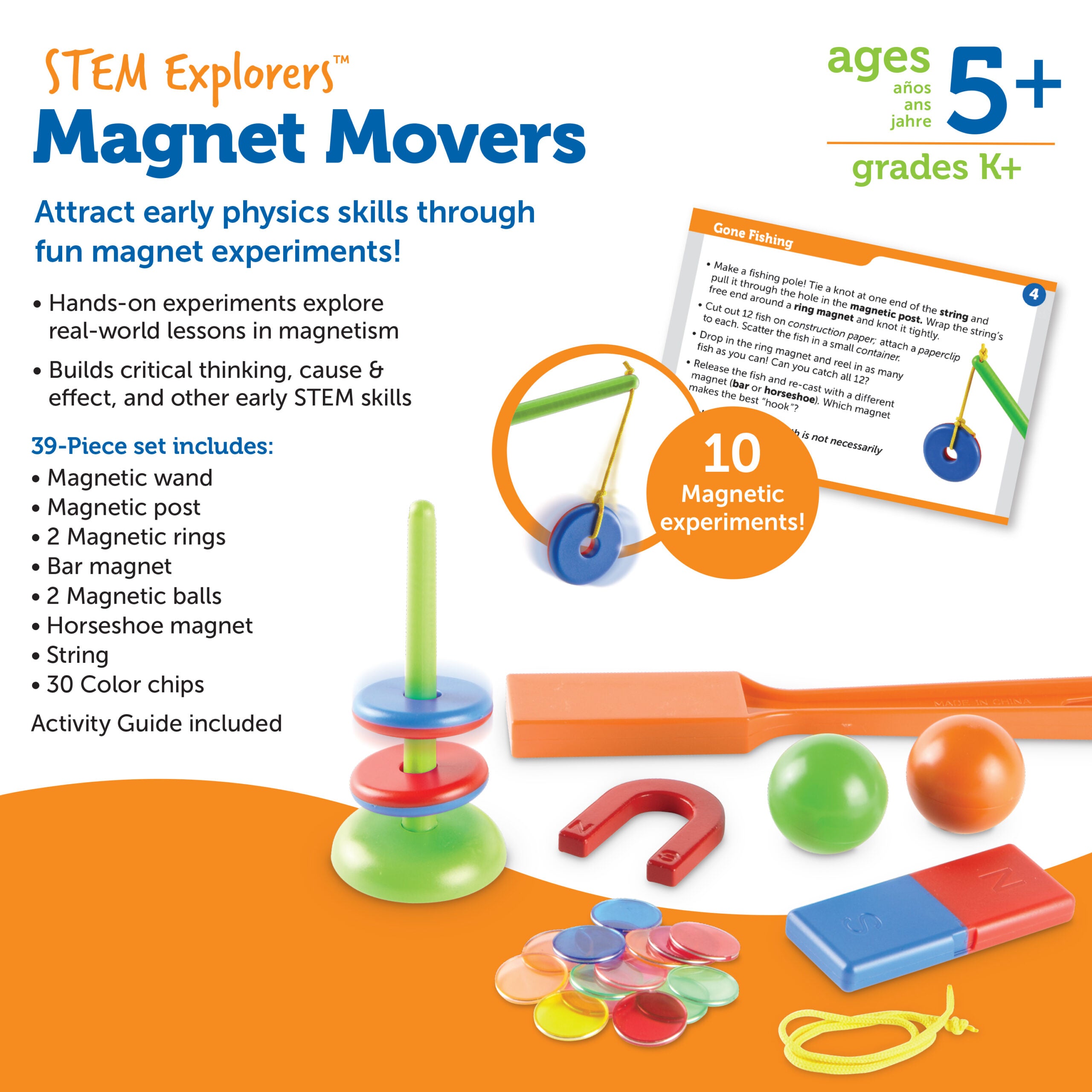مجموعة تجارب مغناطيسية عملية من STEM Explorers Magnet Movers من Learning Resources للأطفال من سن 5 سنوات فما فوق